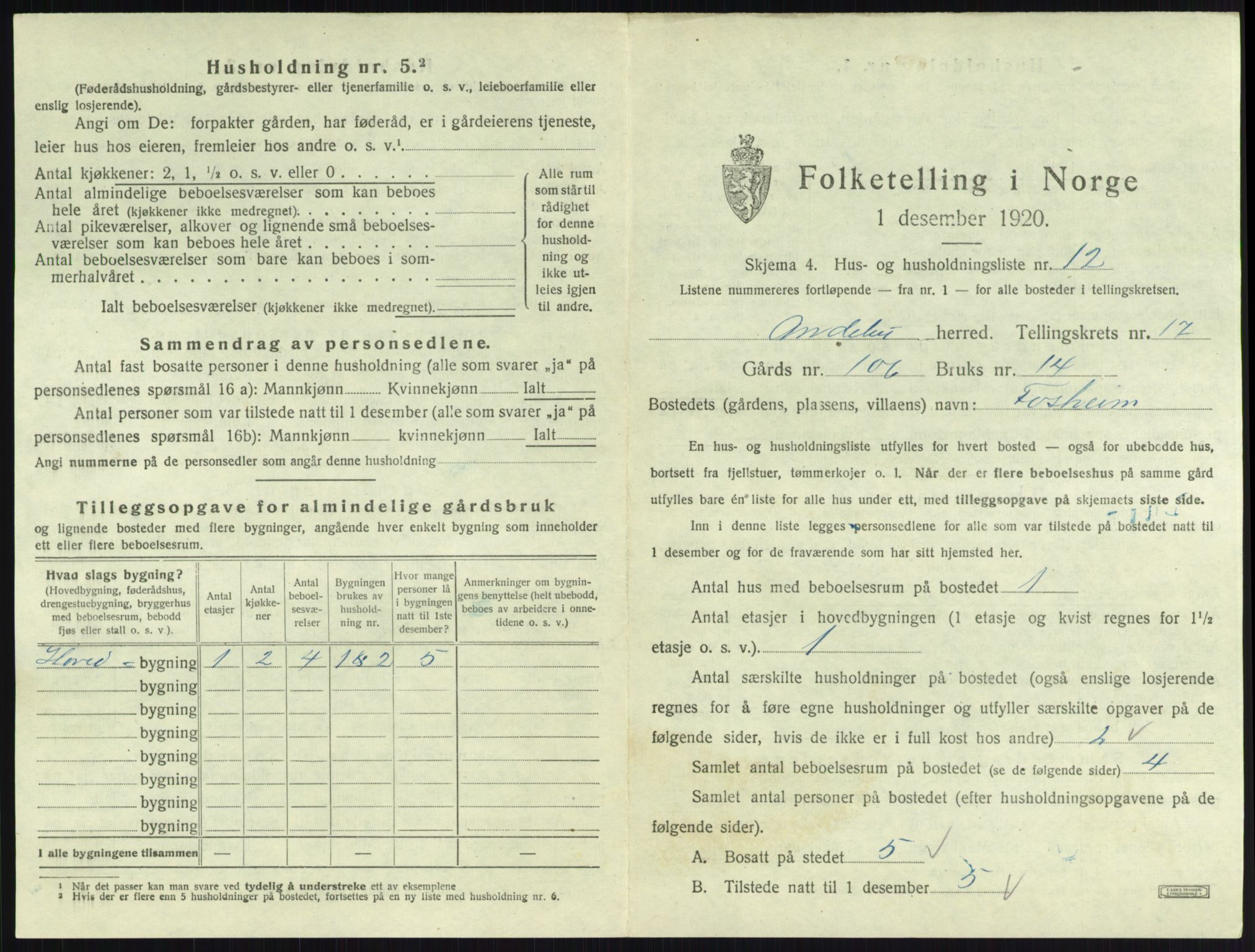 SAKO, 1920 census for Andebu, 1920, p. 939