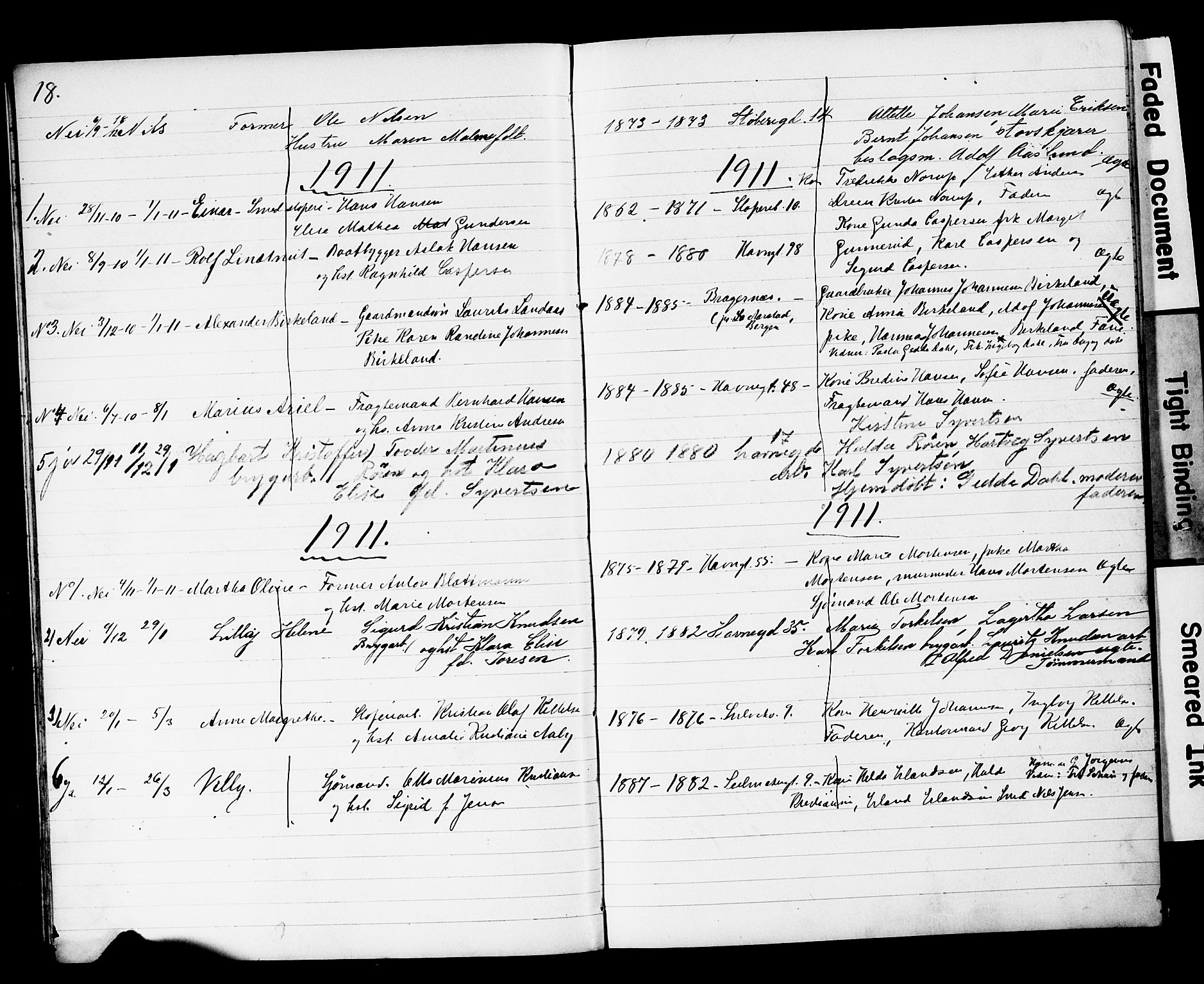 Strømsø kirkebøker, AV/SAKO-A-246/Y/Yb/L0002: Parish register draft no. II 2, 1907-1915, p. 18