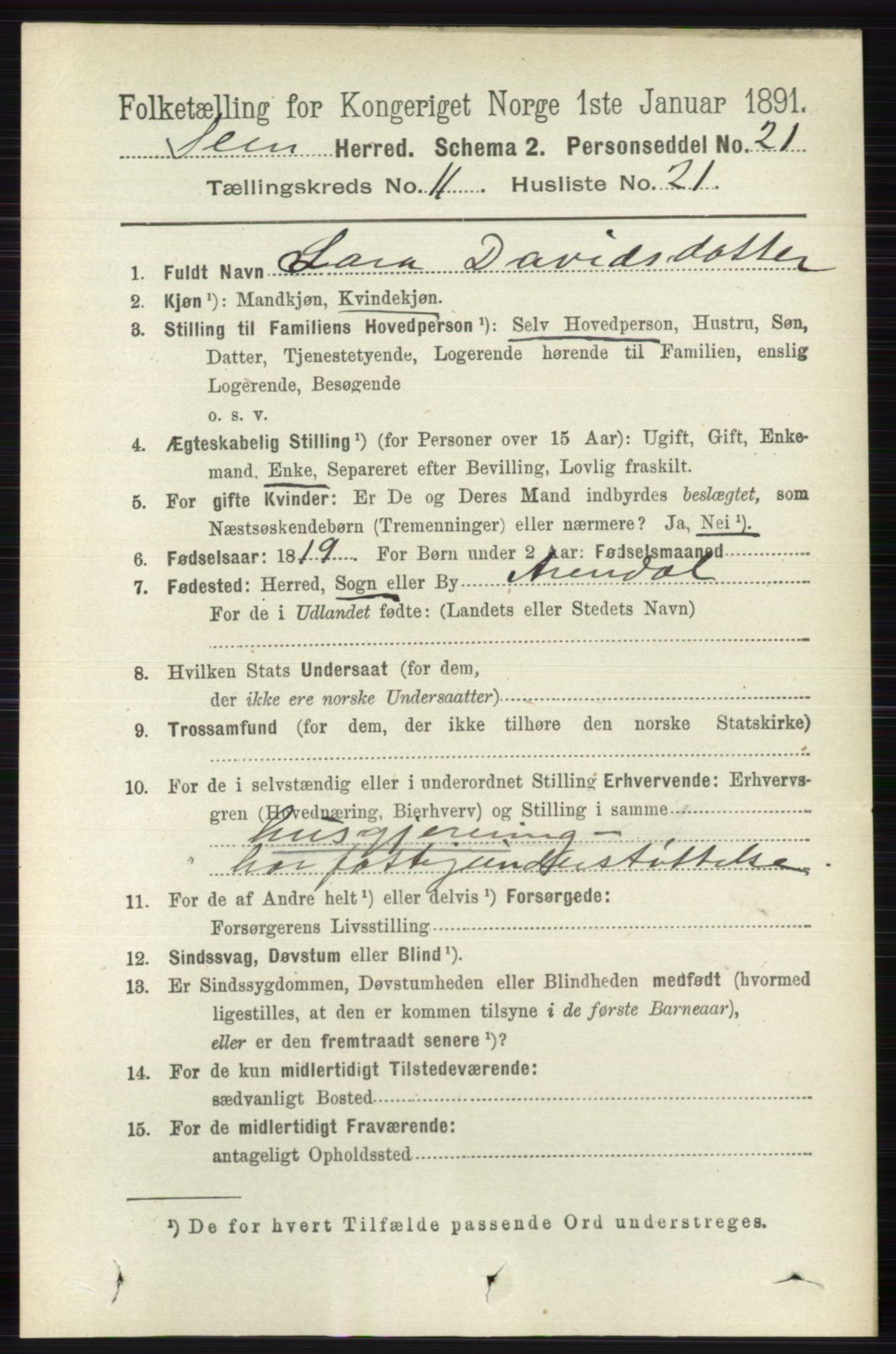 RA, 1891 census for 0721 Sem, 1891, p. 5549