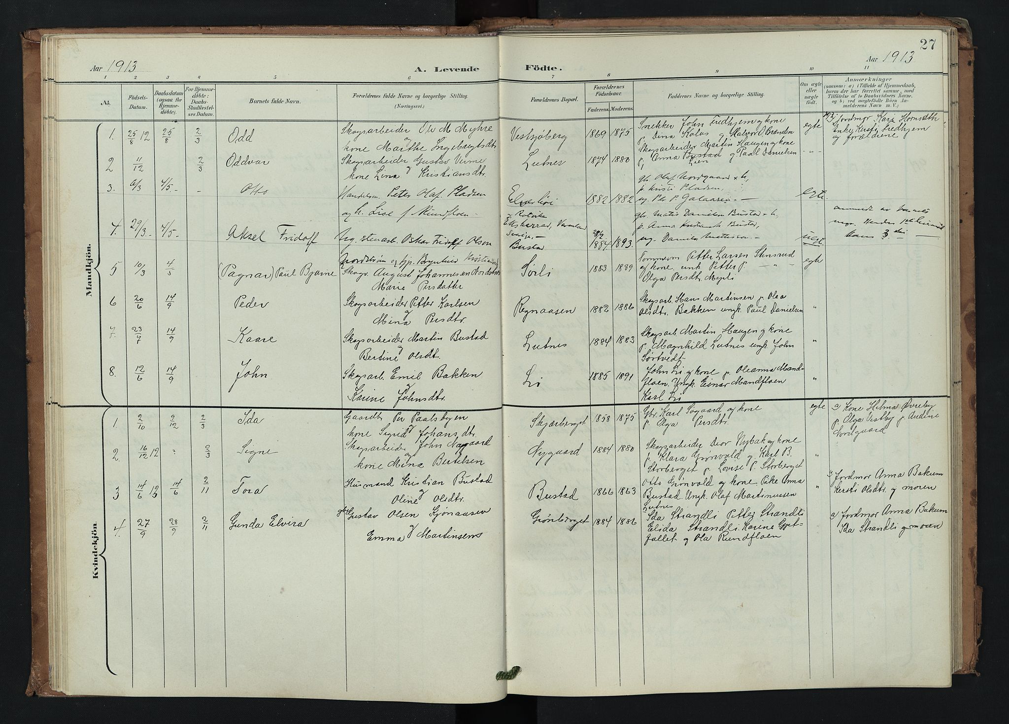 Trysil prestekontor, AV/SAH-PREST-046/H/Ha/Hab/L0008: Parish register (copy) no. 8, 1900-1950, p. 27