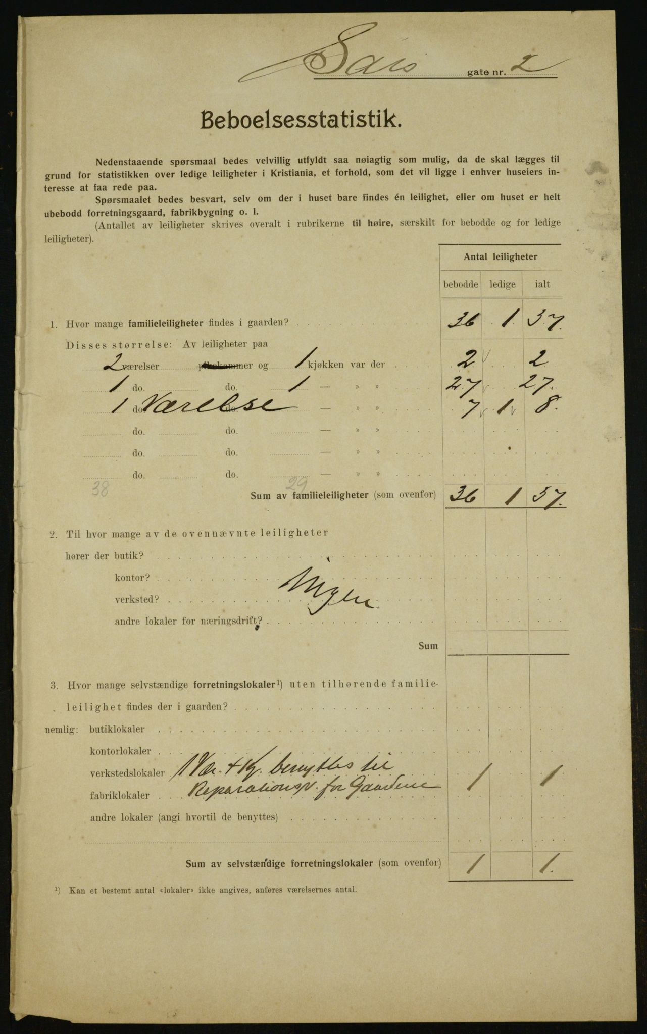 OBA, Municipal Census 1910 for Kristiania, 1910, p. 85329