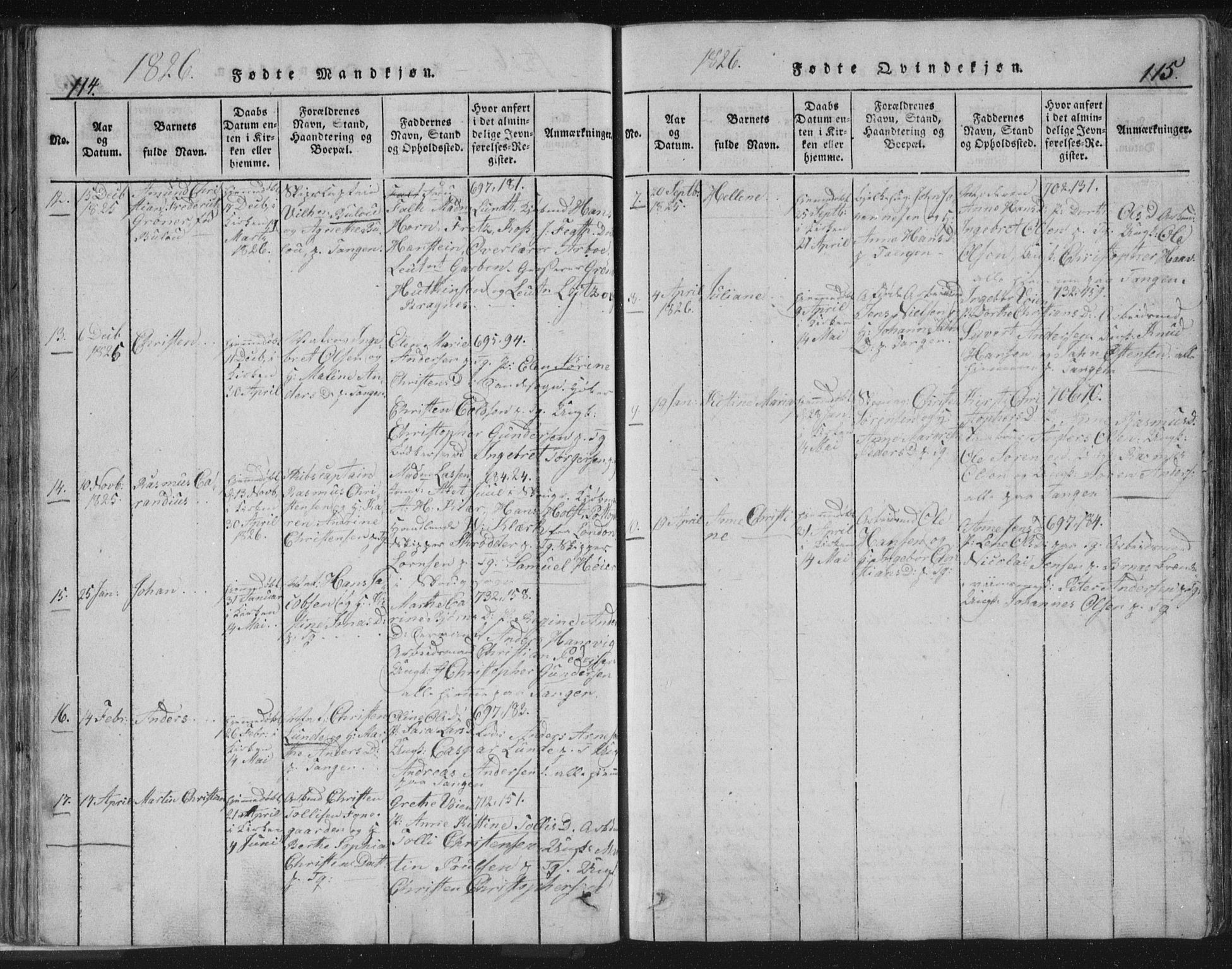 Strømsø kirkebøker, AV/SAKO-A-246/F/Fb/L0004: Parish register (official) no. II 4, 1814-1843, p. 114-115