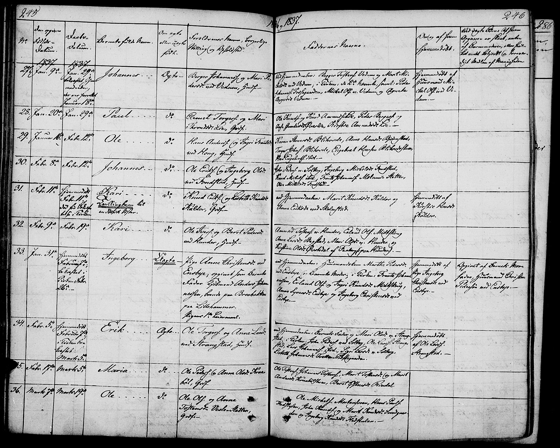 Øyer prestekontor, AV/SAH-PREST-084/H/Ha/Haa/L0004: Parish register (official) no. 4, 1824-1841, p. 245-246