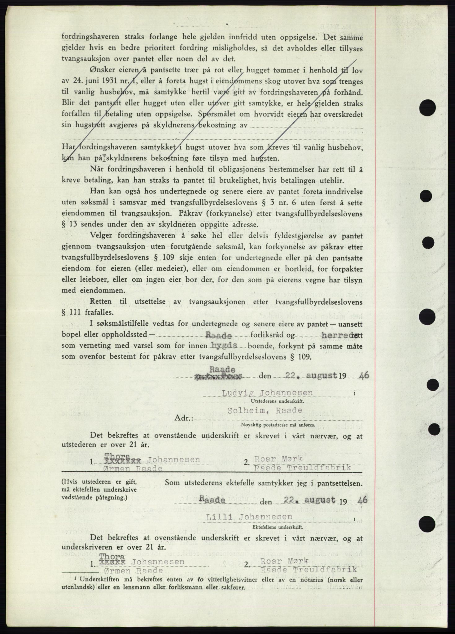 Moss sorenskriveri, SAO/A-10168: Mortgage book no. B15, 1946-1946, Diary no: : 2136/1946