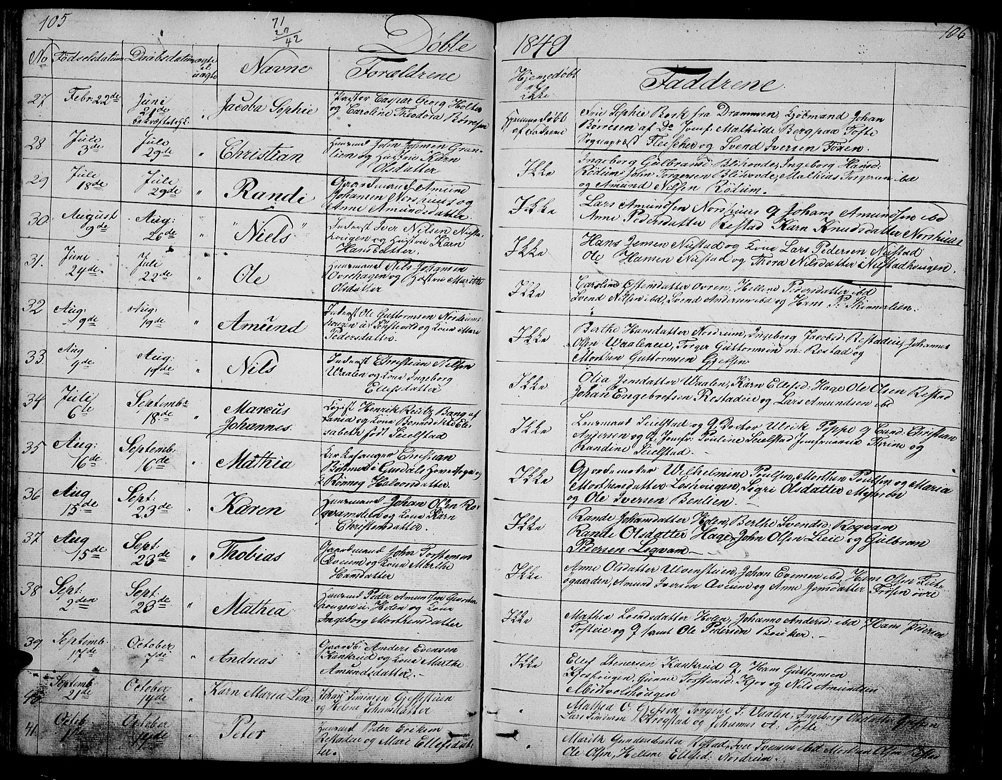Gausdal prestekontor, SAH/PREST-090/H/Ha/Hab/L0003: Parish register (copy) no. 3, 1829-1864, p. 105-106