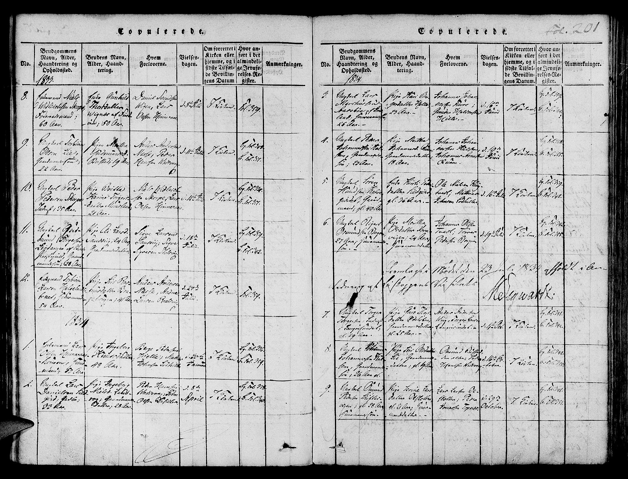 Nedstrand sokneprestkontor, SAST/A-101841/01/IV: Parish register (official) no. A 6, 1816-1838, p. 201