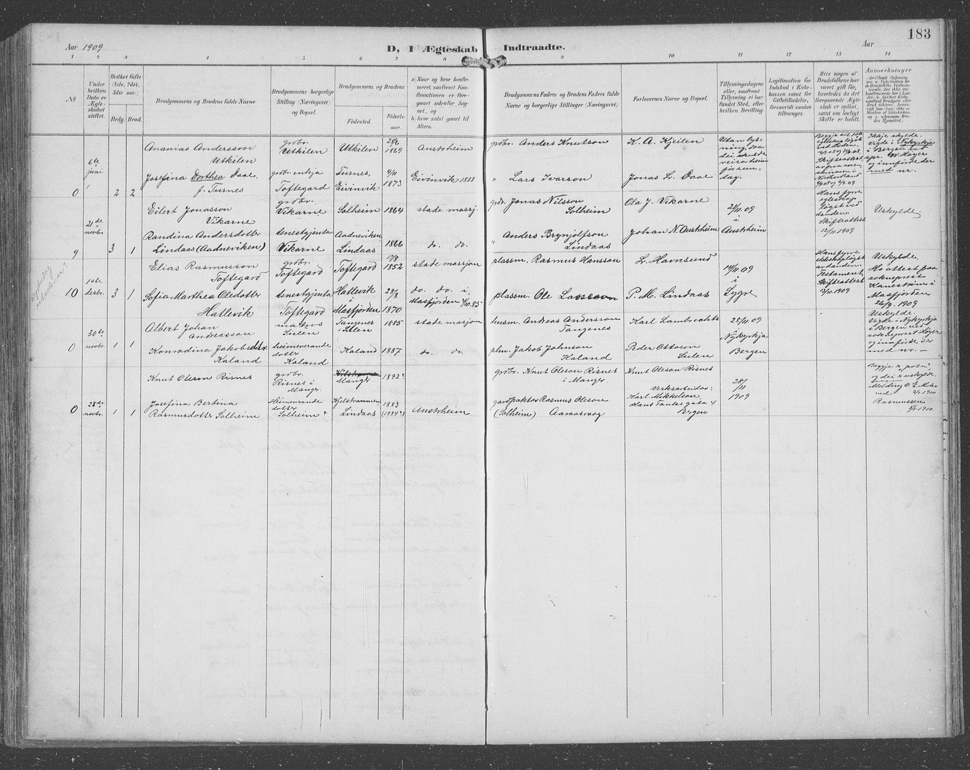 Lindås Sokneprestembete, SAB/A-76701/H/Hab: Parish register (copy) no. C 4, 1894-1910, p. 183
