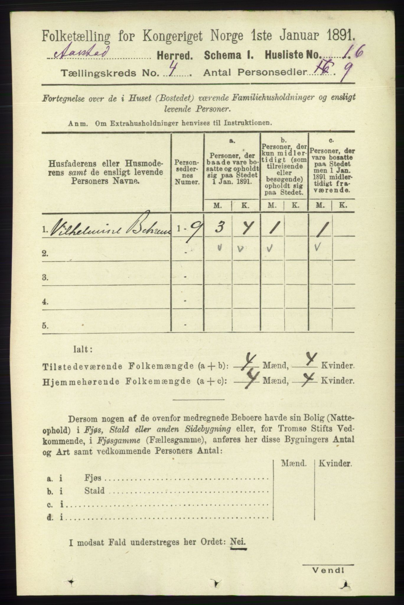 SAB, 1891 Census for 1280 Årstad, 1891, p. 2889