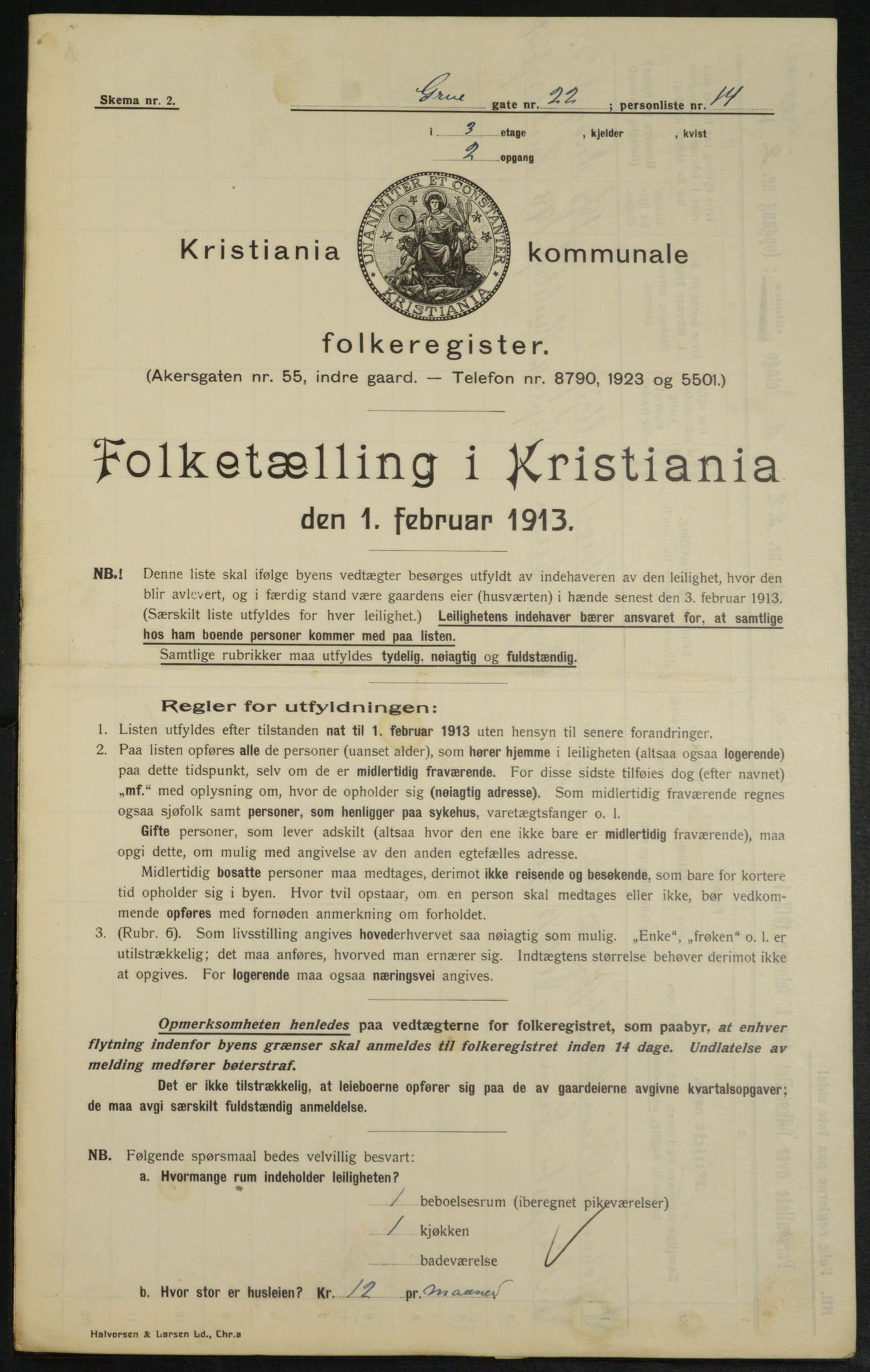 OBA, Municipal Census 1913 for Kristiania, 1913, p. 30703