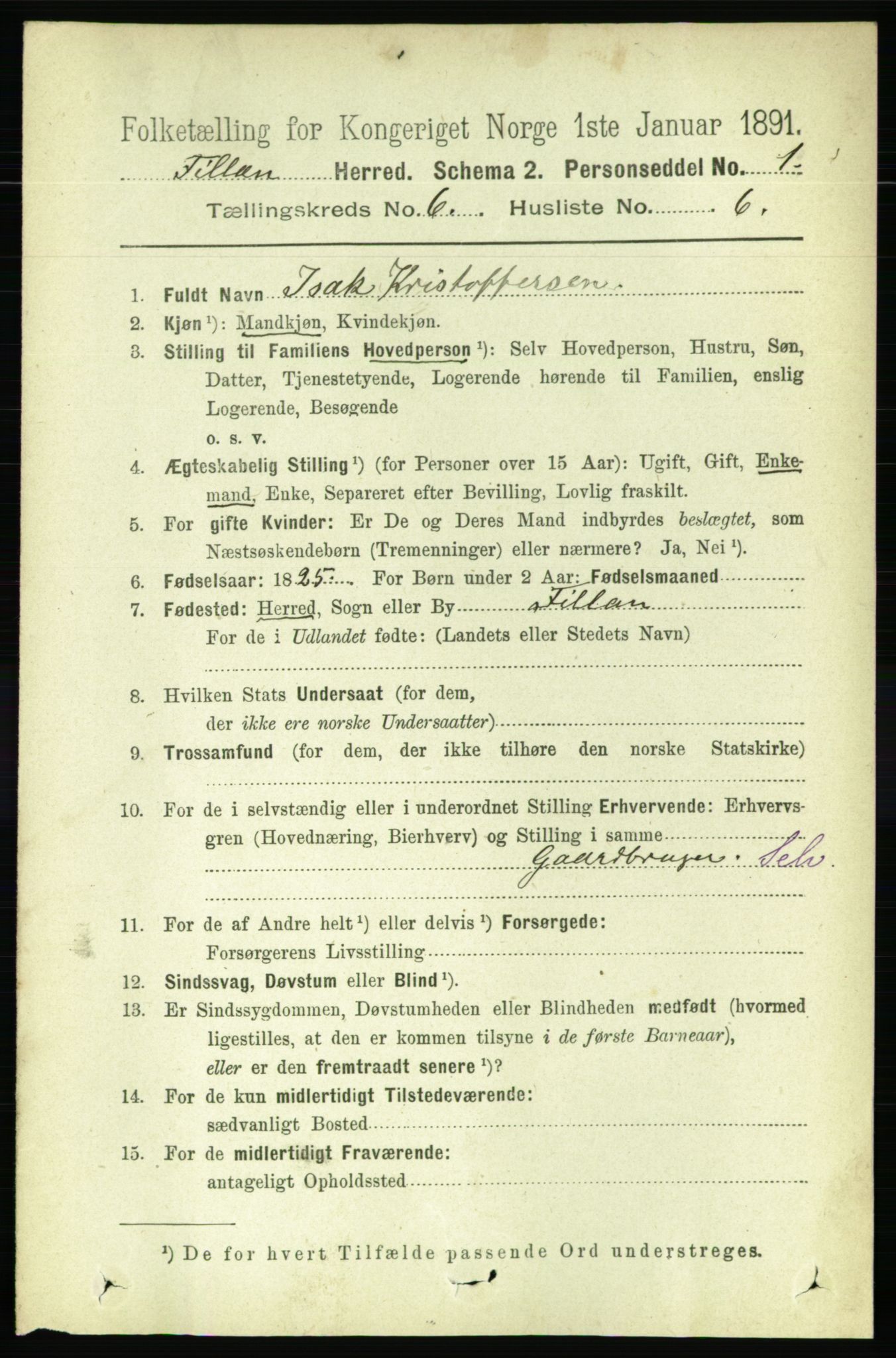 RA, 1891 census for 1616 Fillan, 1891, p. 1298