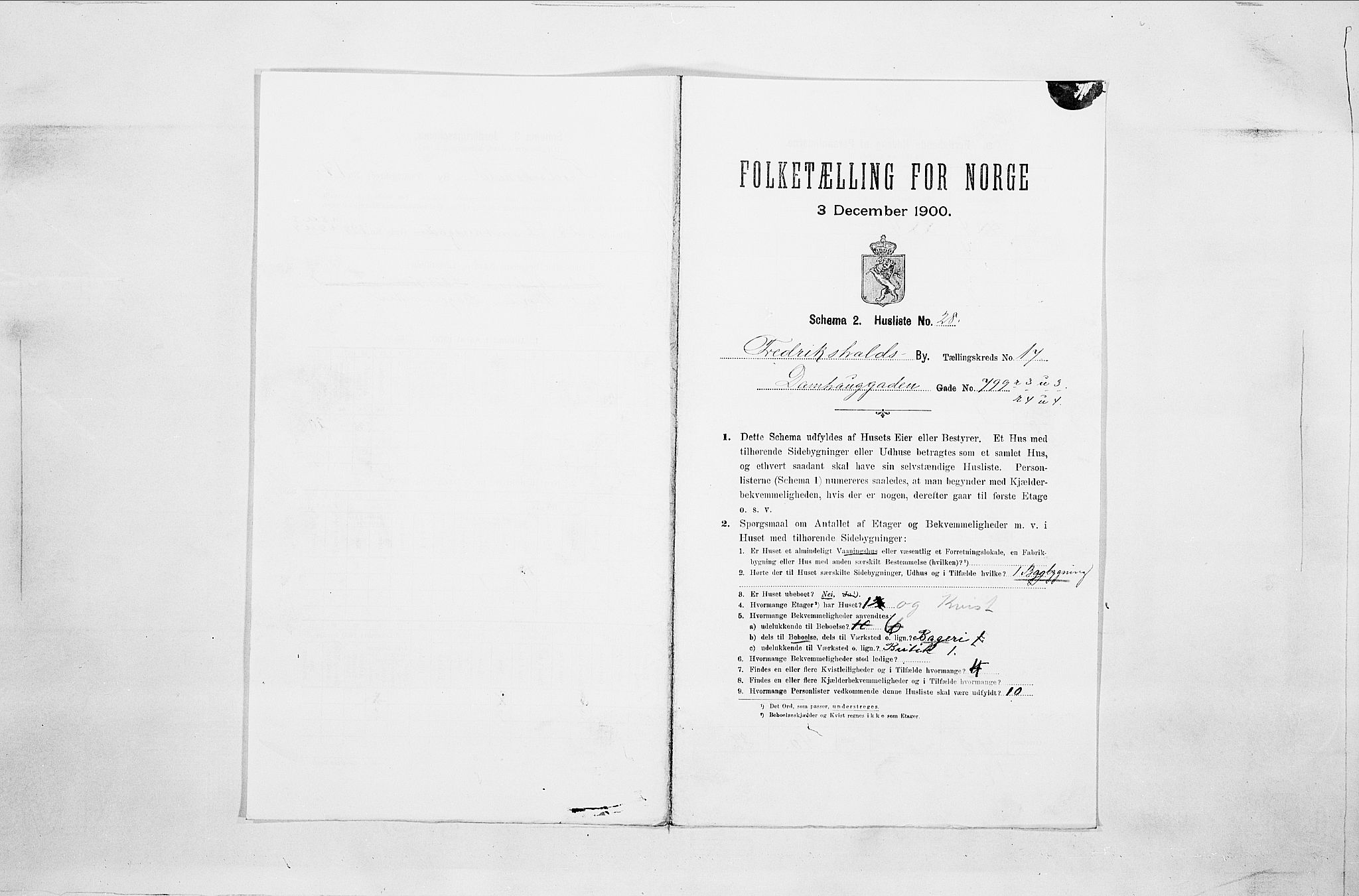 SAO, 1900 census for Fredrikshald, 1900