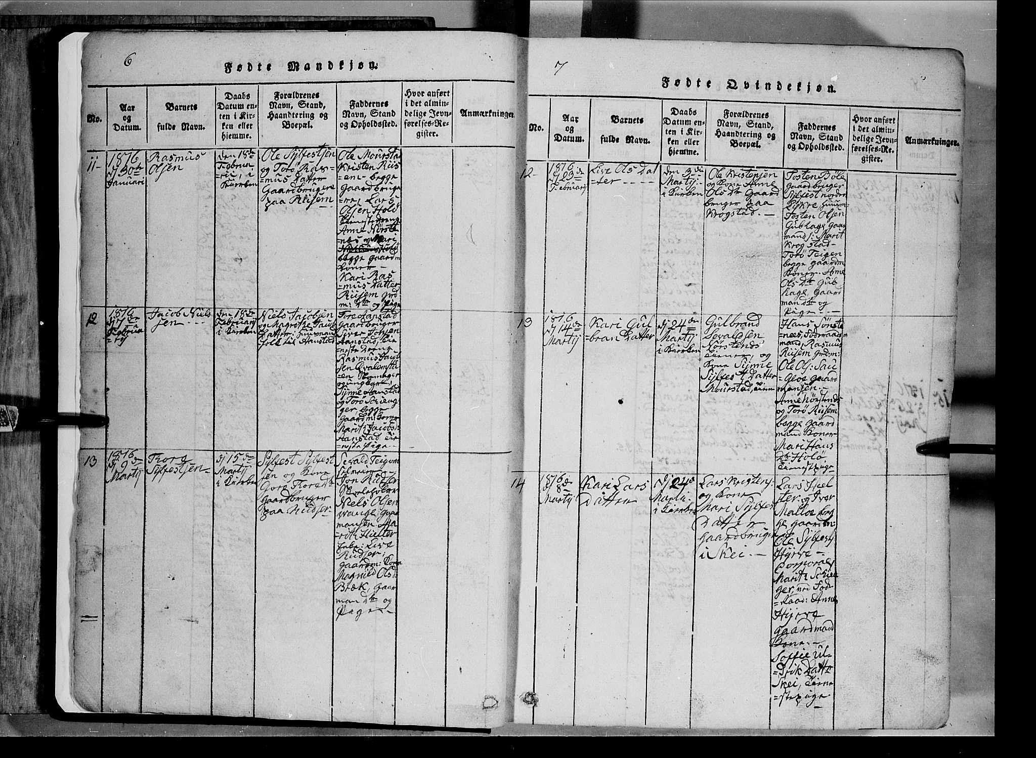 Lom prestekontor, SAH/PREST-070/L/L0003: Parish register (copy) no. 3, 1815-1844, p. 6-7