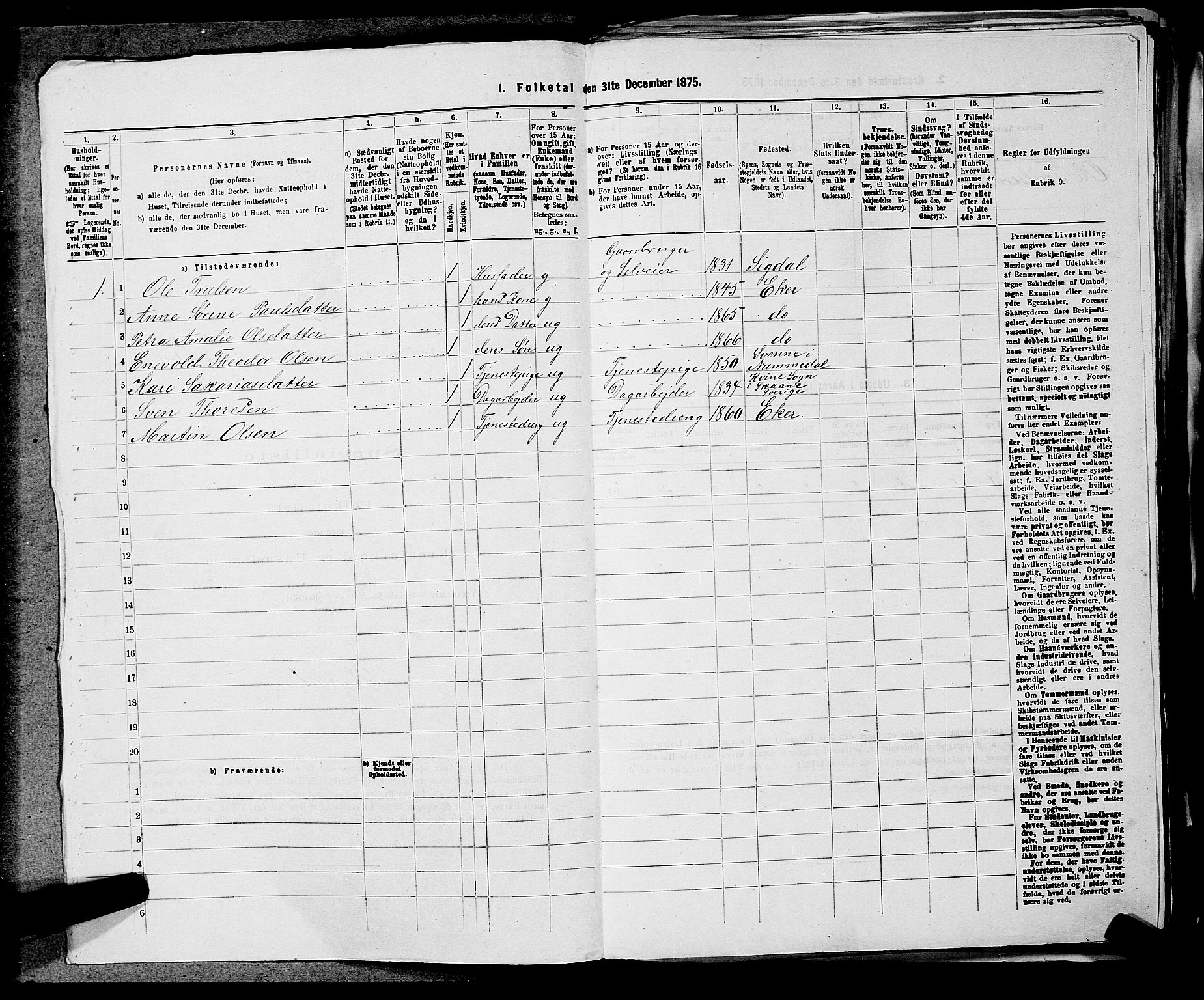 SAKO, 1875 census for 0624P Eiker, 1875, p. 1721