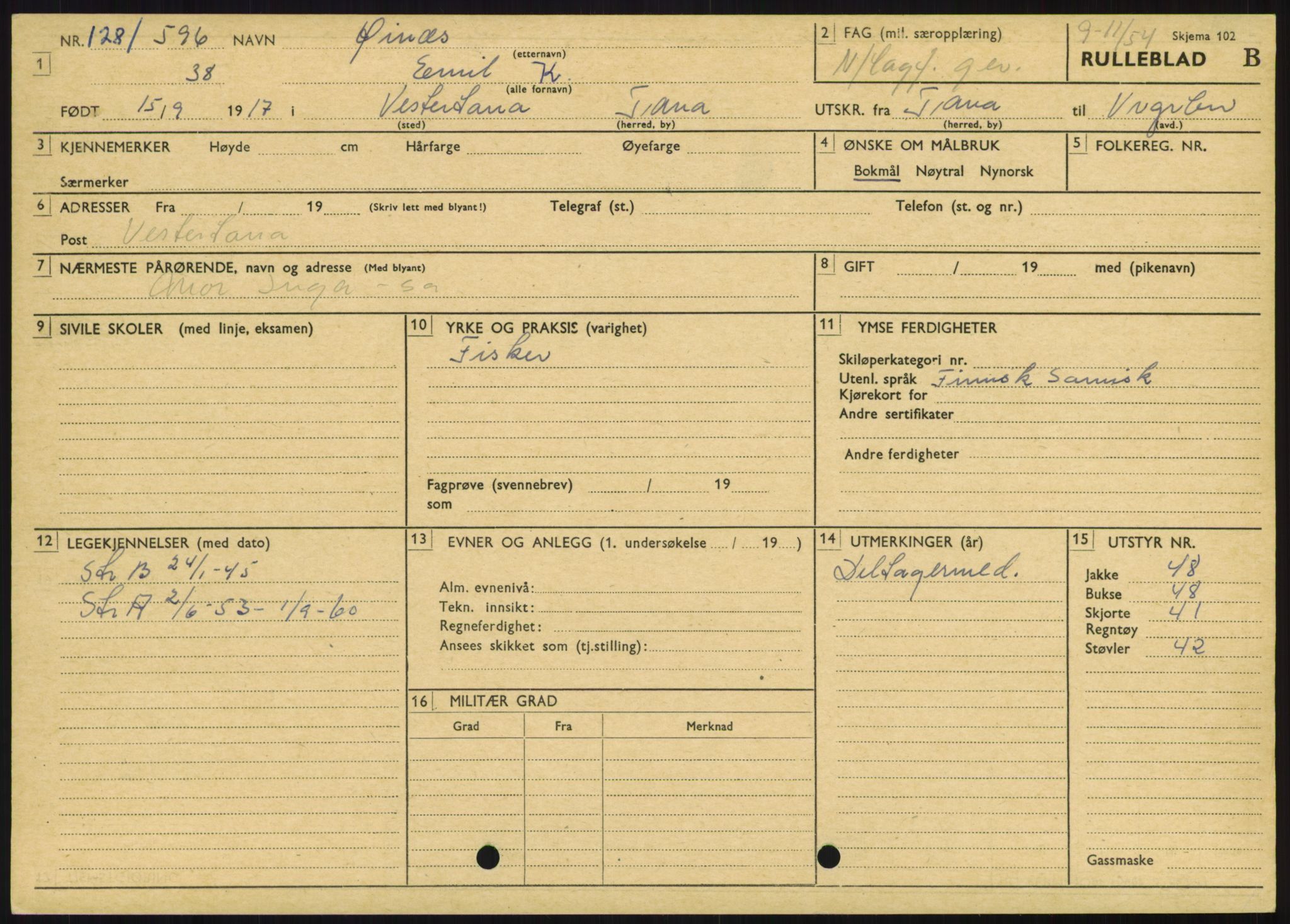 Forsvaret, Varanger bataljon, AV/RA-RAFA-2258/1/D/L0446: Rulleblad for menige født 1917-1919, 1917-1919, p. 298