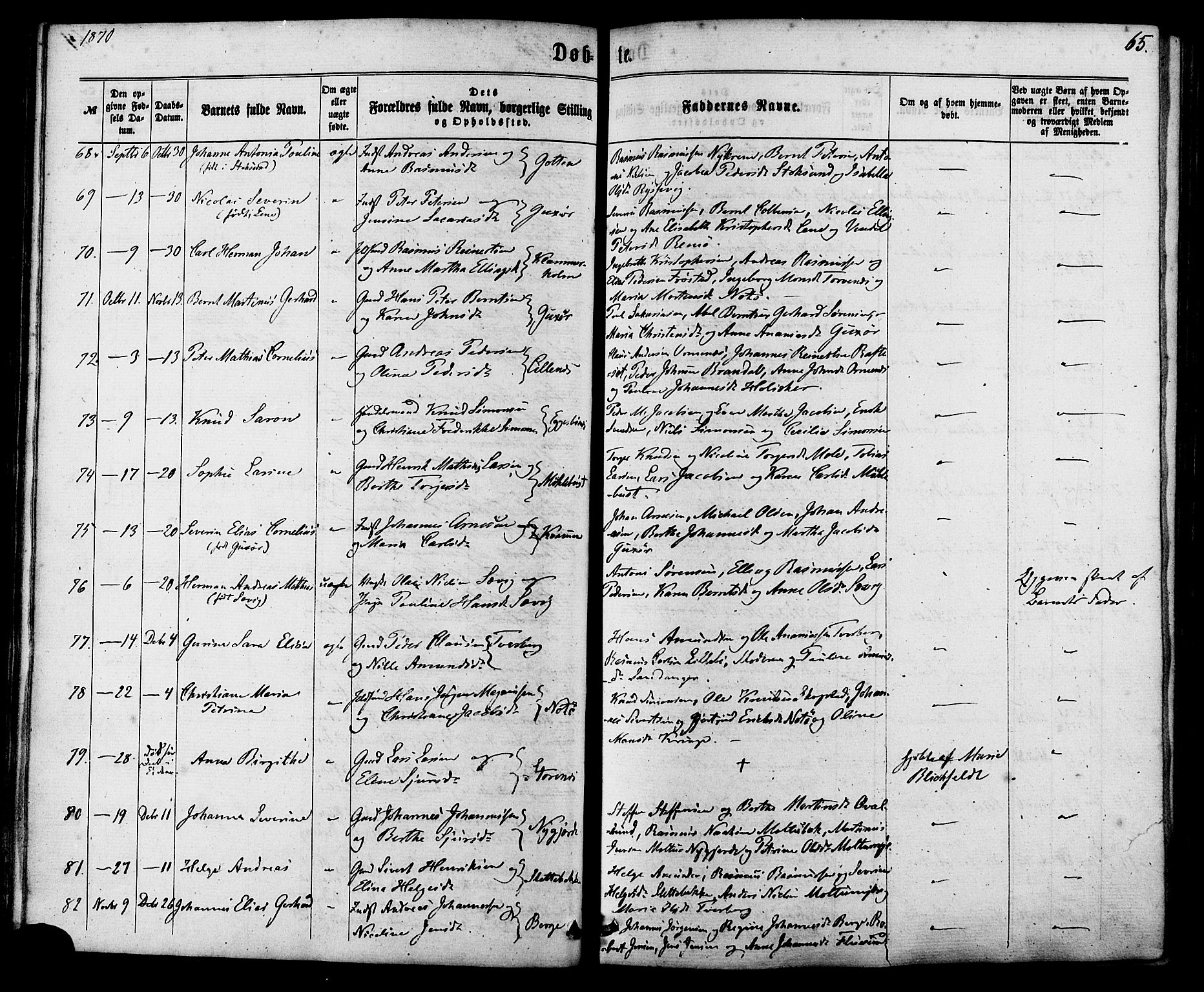 Ministerialprotokoller, klokkerbøker og fødselsregistre - Møre og Romsdal, SAT/A-1454/507/L0071: Parish register (official) no. 507A06, 1863-1878, p. 65