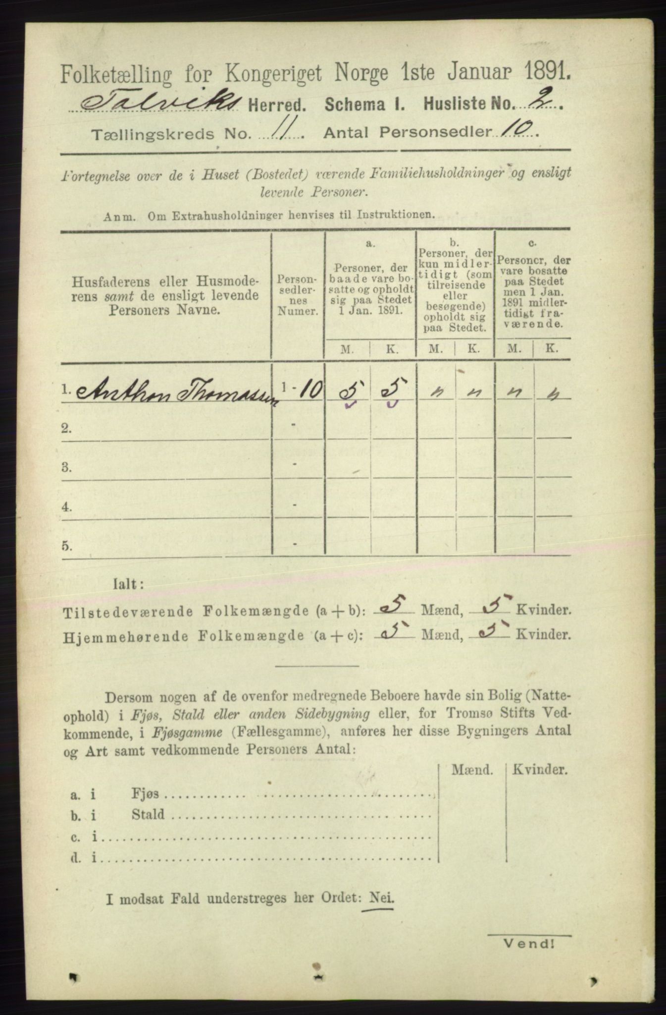 RA, 1891 census for 2013 Talvik, 1891, p. 2646