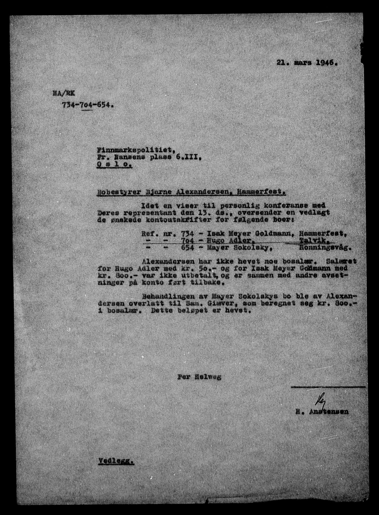 Justisdepartementet, Tilbakeføringskontoret for inndratte formuer, AV/RA-S-1564/H/Hc/Hcb/L0910: --, 1945-1947, p. 55