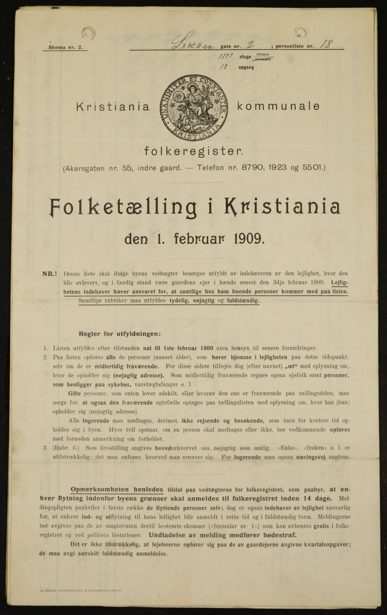 OBA, Municipal Census 1909 for Kristiania, 1909, p. 85889