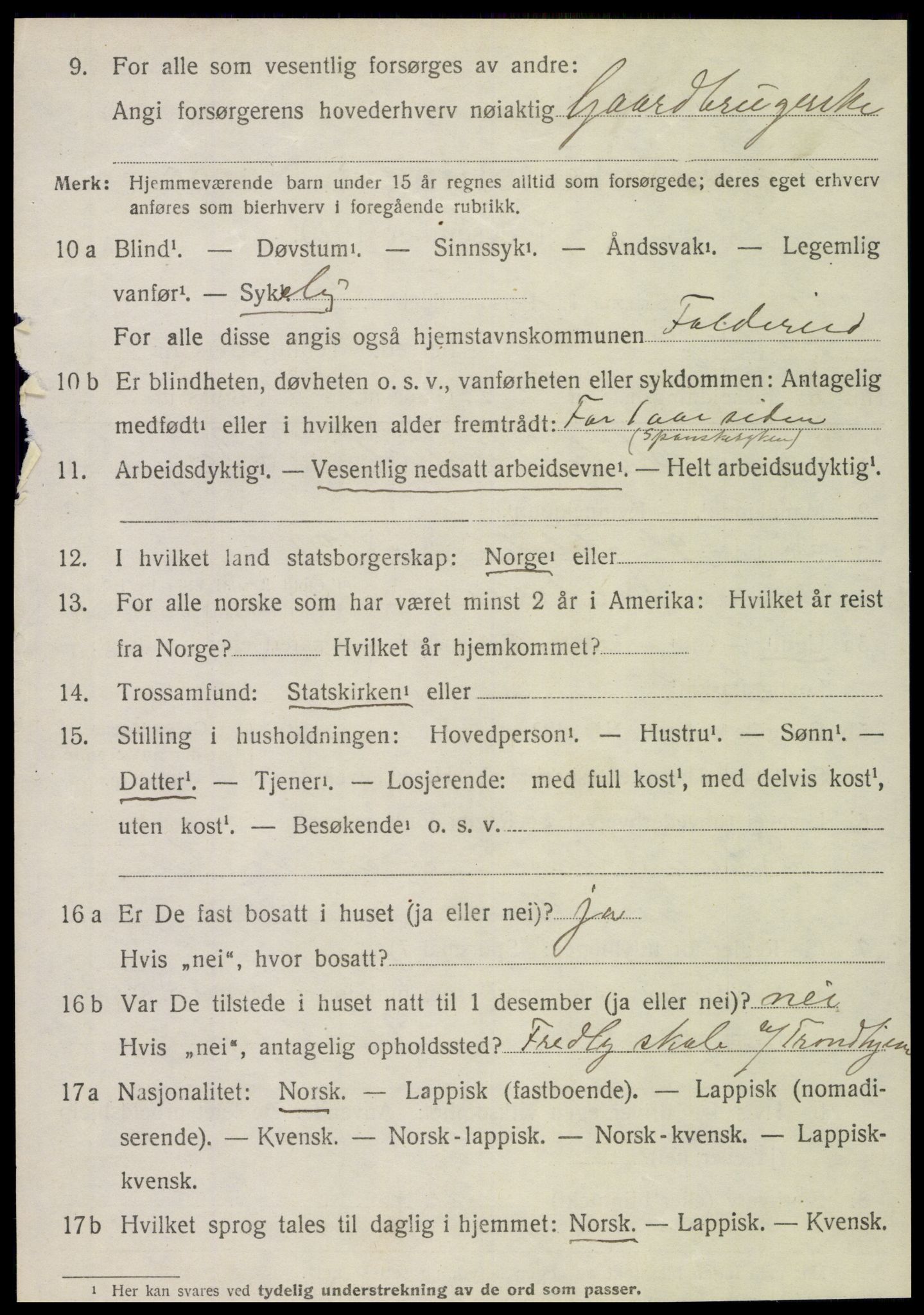 SAT, 1920 census for Foldereid, 1920, p. 1511