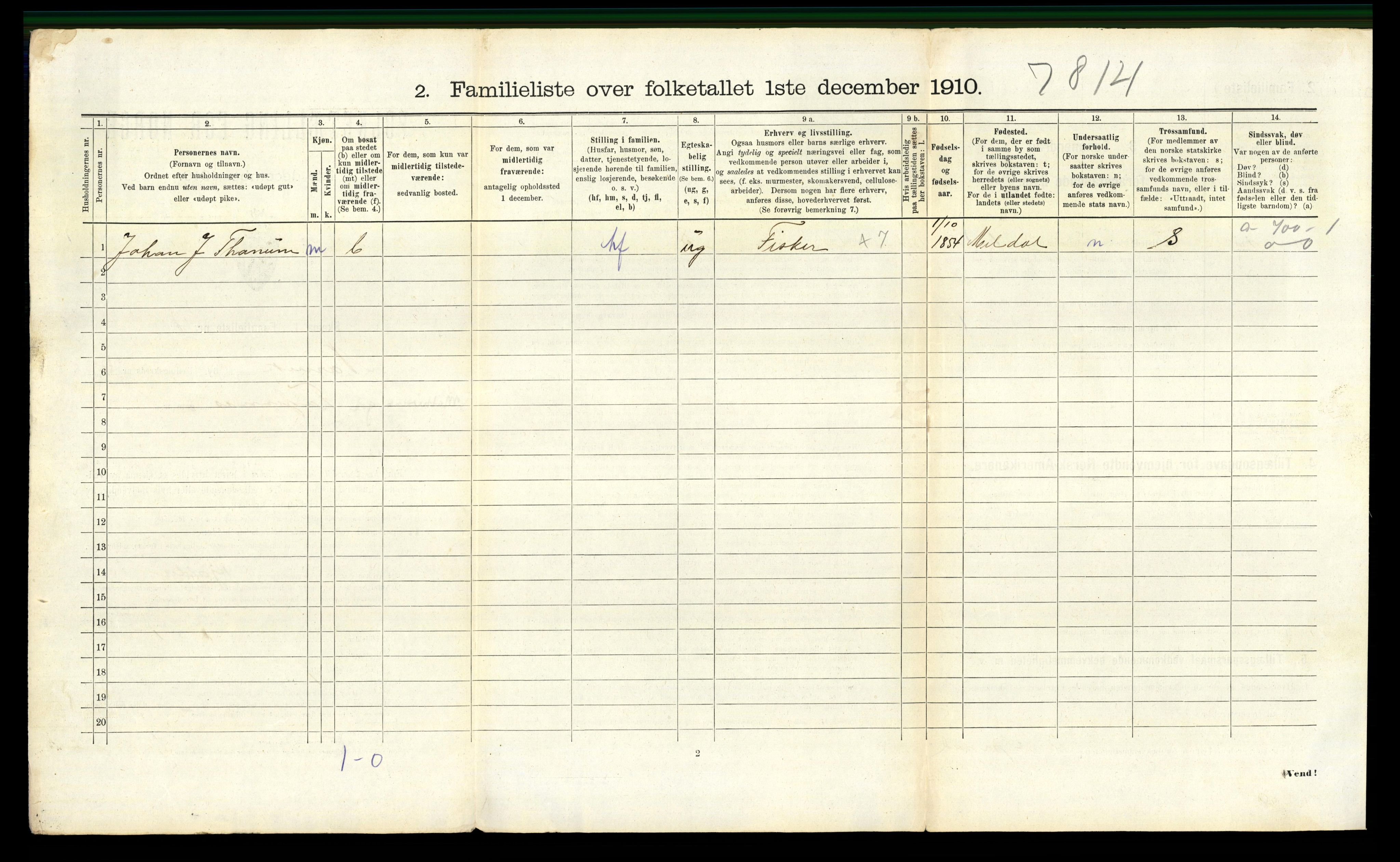 RA, 1910 census for Narvik, 1910, p. 2336