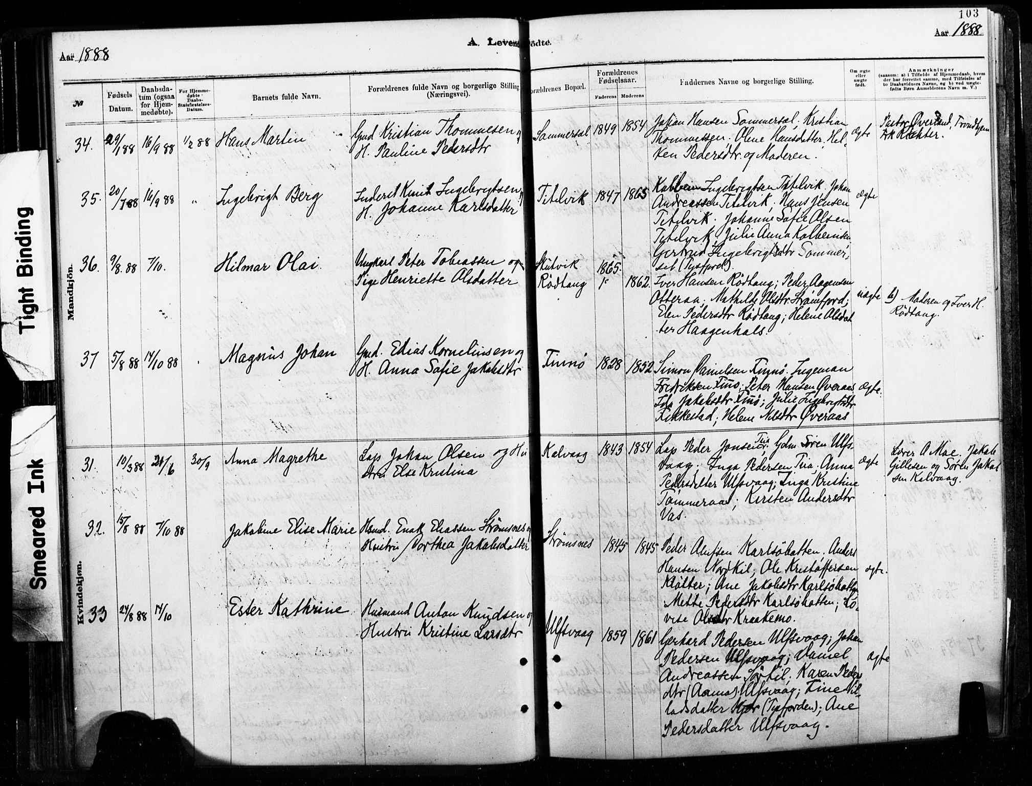 Ministerialprotokoller, klokkerbøker og fødselsregistre - Nordland, SAT/A-1459/859/L0846: Parish register (official) no. 859A06, 1878-1889, p. 103