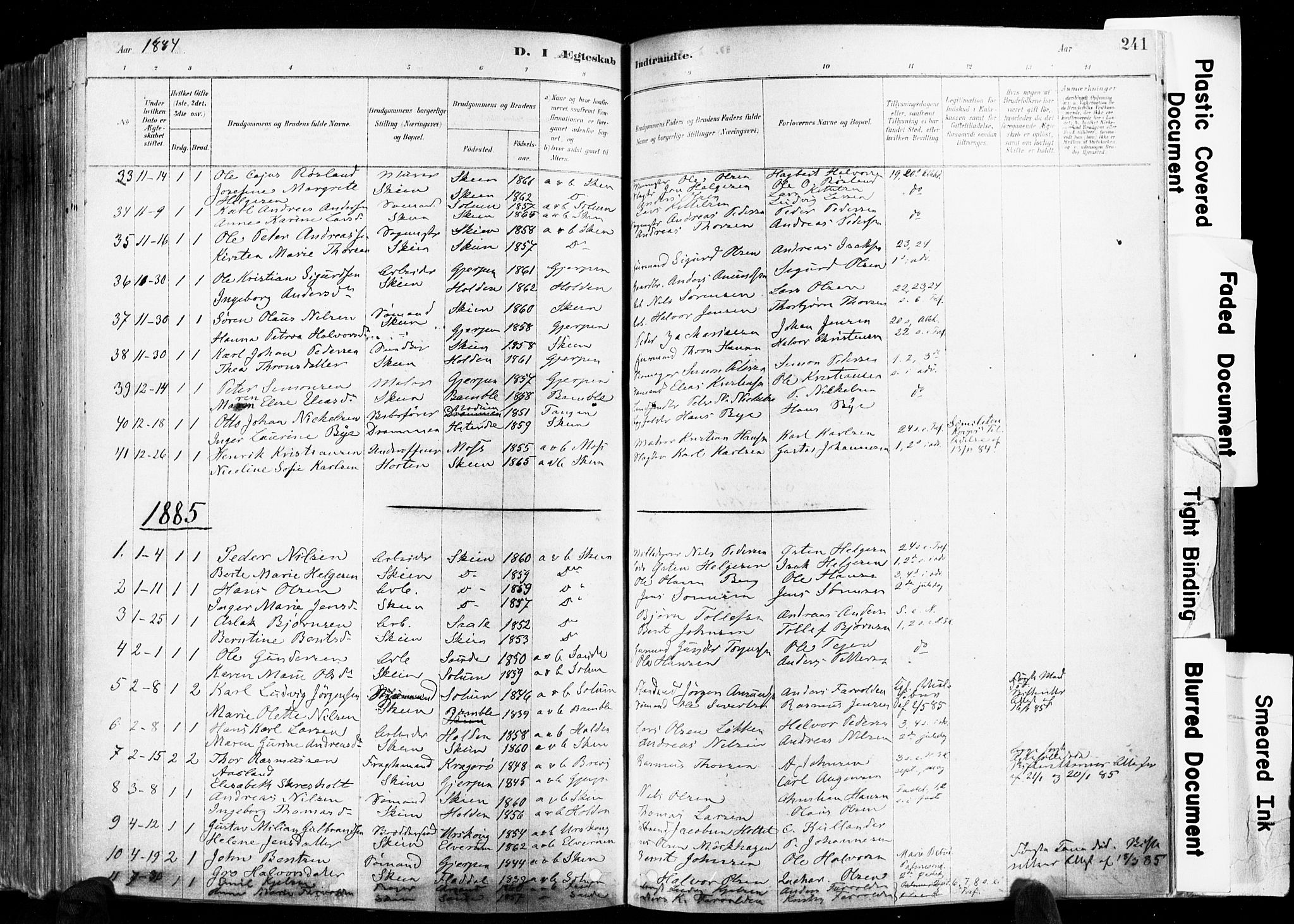 Skien kirkebøker, SAKO/A-302/F/Fa/L0009: Parish register (official) no. 9, 1878-1890, p. 241