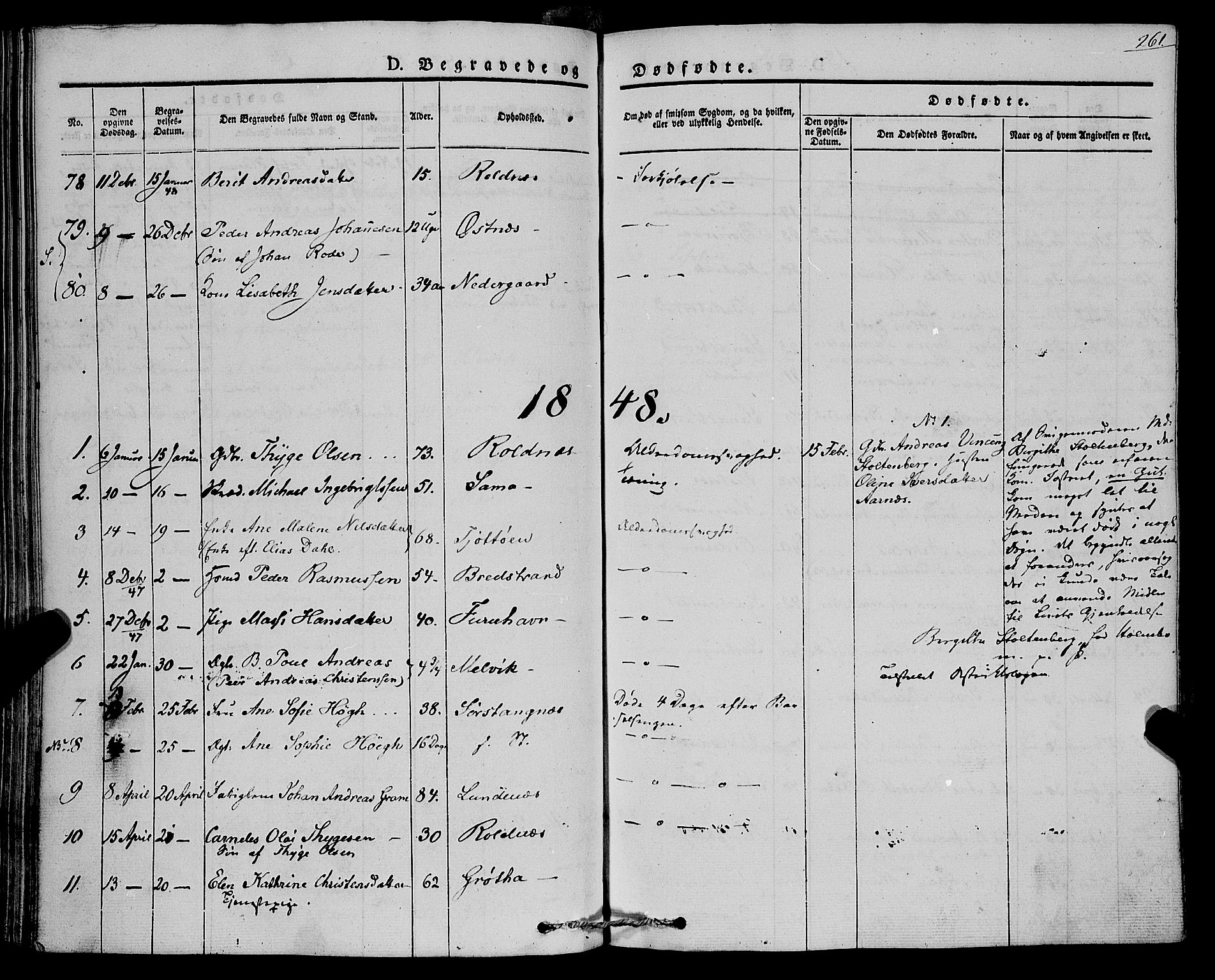 Trondenes sokneprestkontor, SATØ/S-1319/H/Ha/L0009kirke: Parish register (official) no. 9, 1841-1852, p. 261