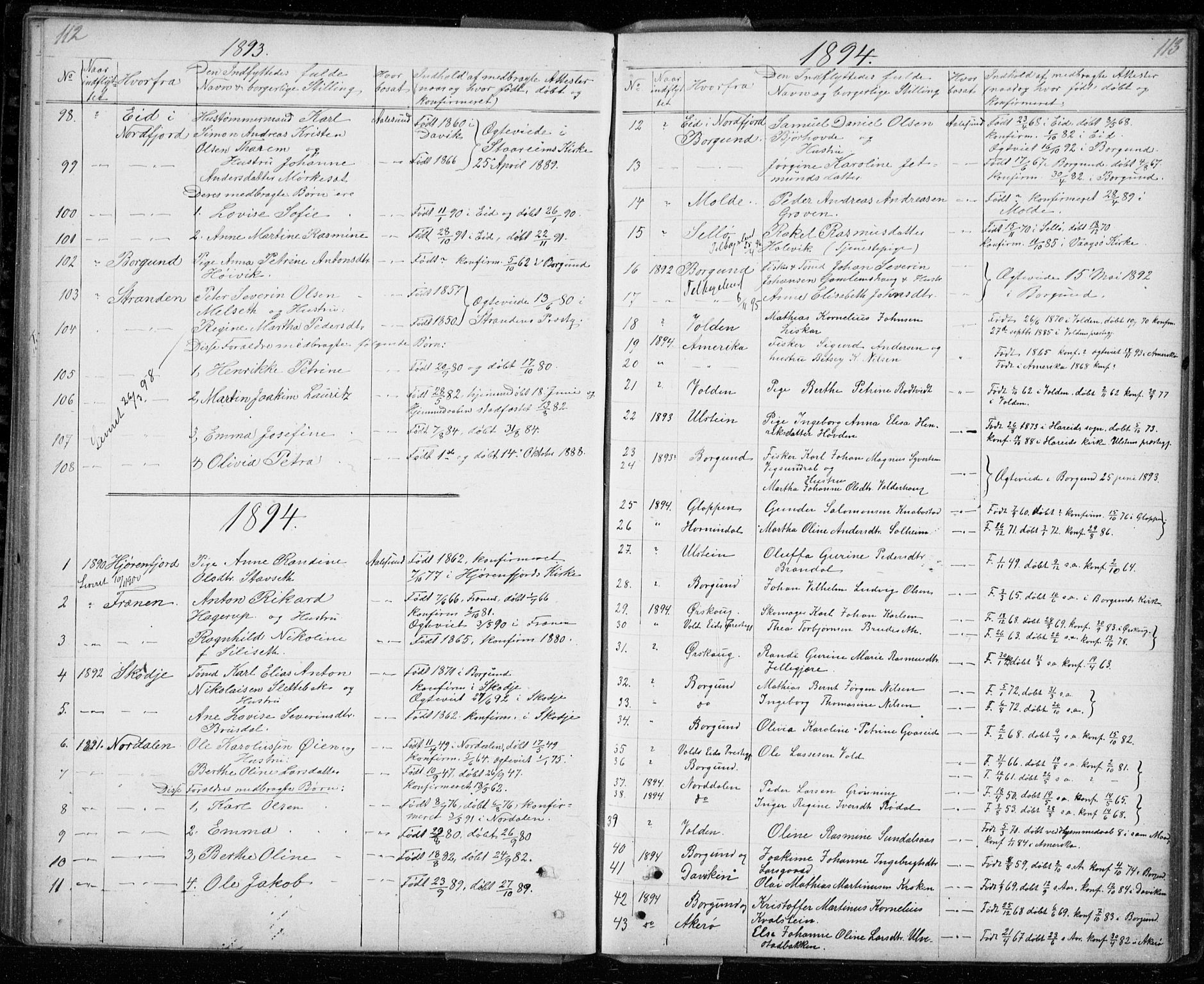 Ministerialprotokoller, klokkerbøker og fødselsregistre - Møre og Romsdal, AV/SAT-A-1454/529/L0481: Parish register (copy) no. 529C18, 1873-1898, p. 112-113