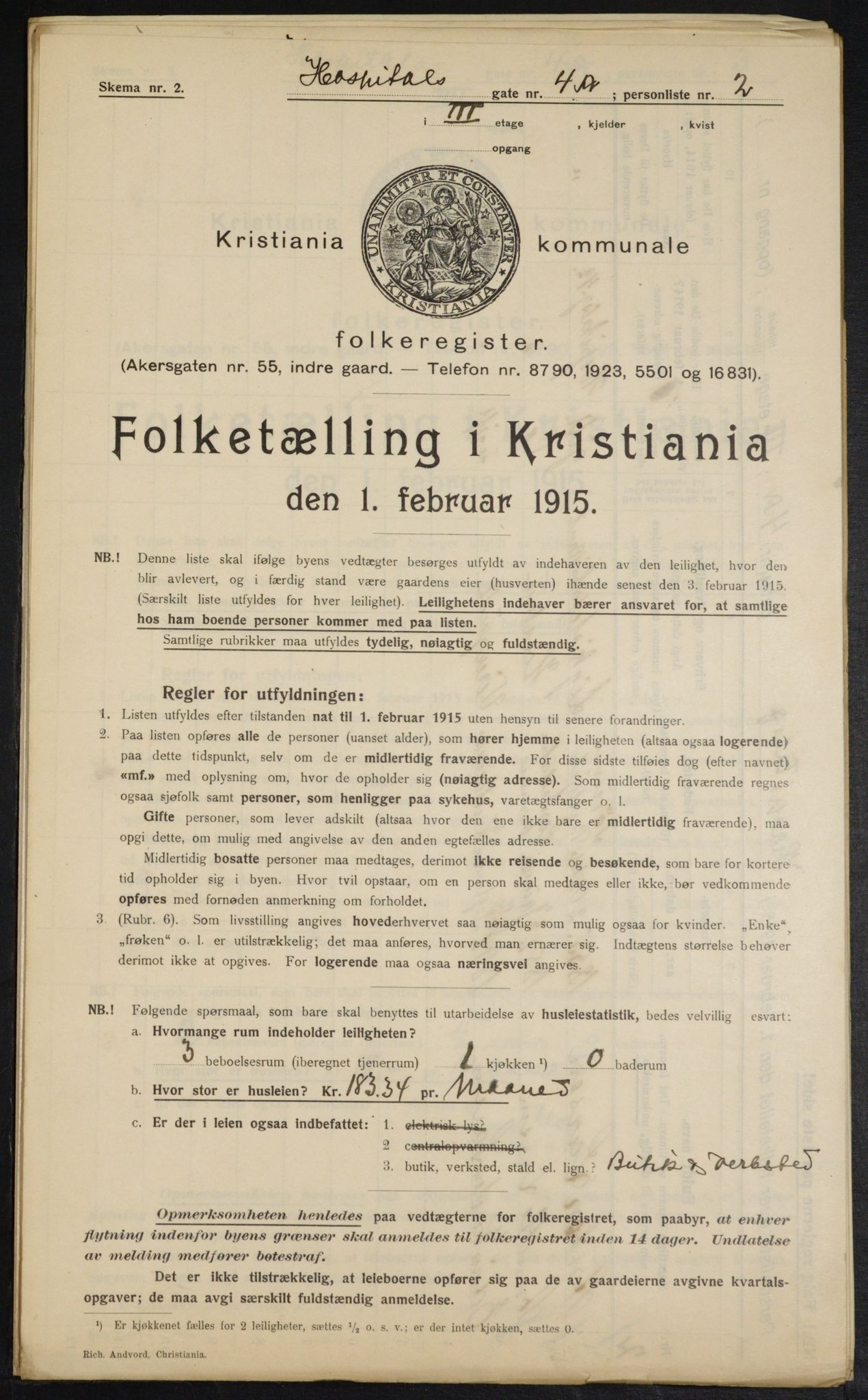 OBA, Municipal Census 1915 for Kristiania, 1915, p. 41012