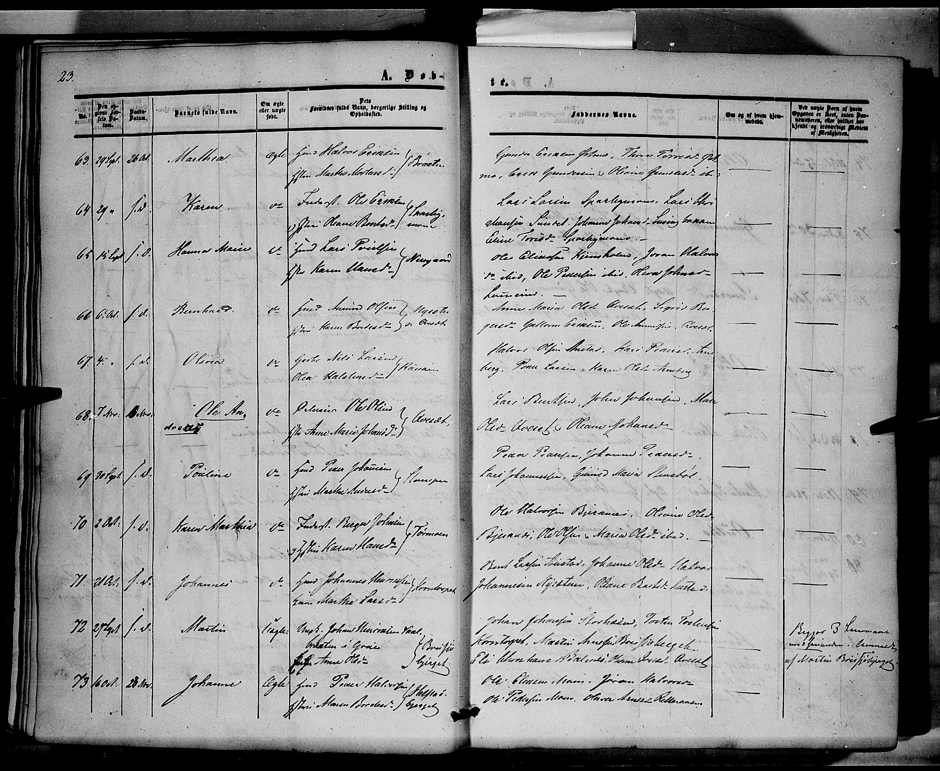 Hof prestekontor, AV/SAH-PREST-038/H/Ha/Haa/L0008: Parish register (official) no. 8, 1849-1861, p. 23