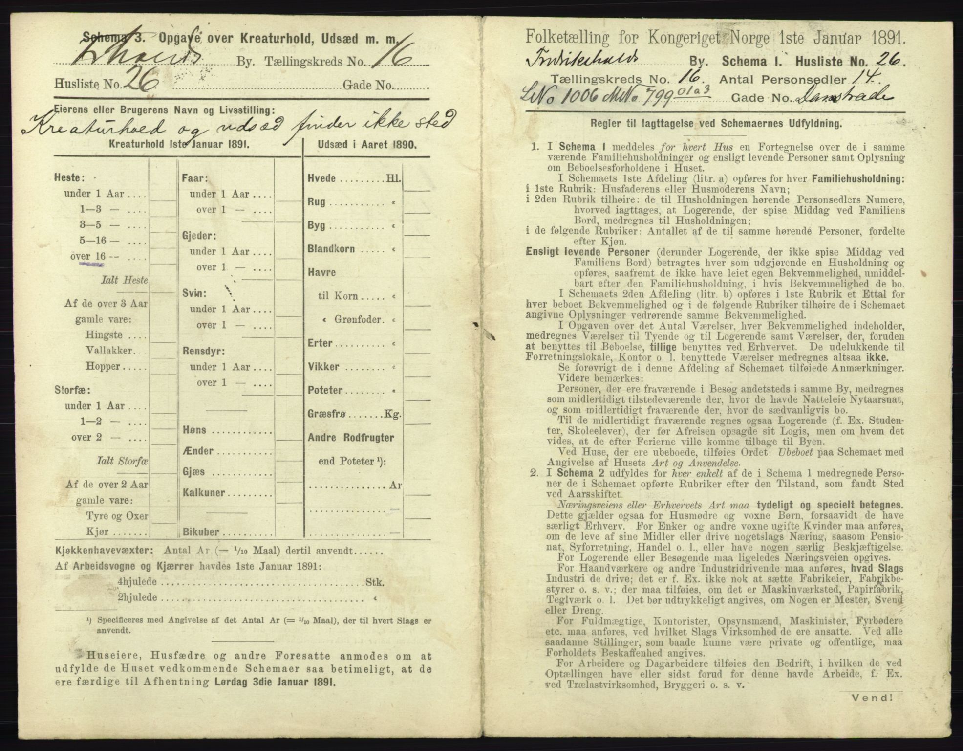 RA, 1891 census for 0101 Fredrikshald, 1891, p. 1526