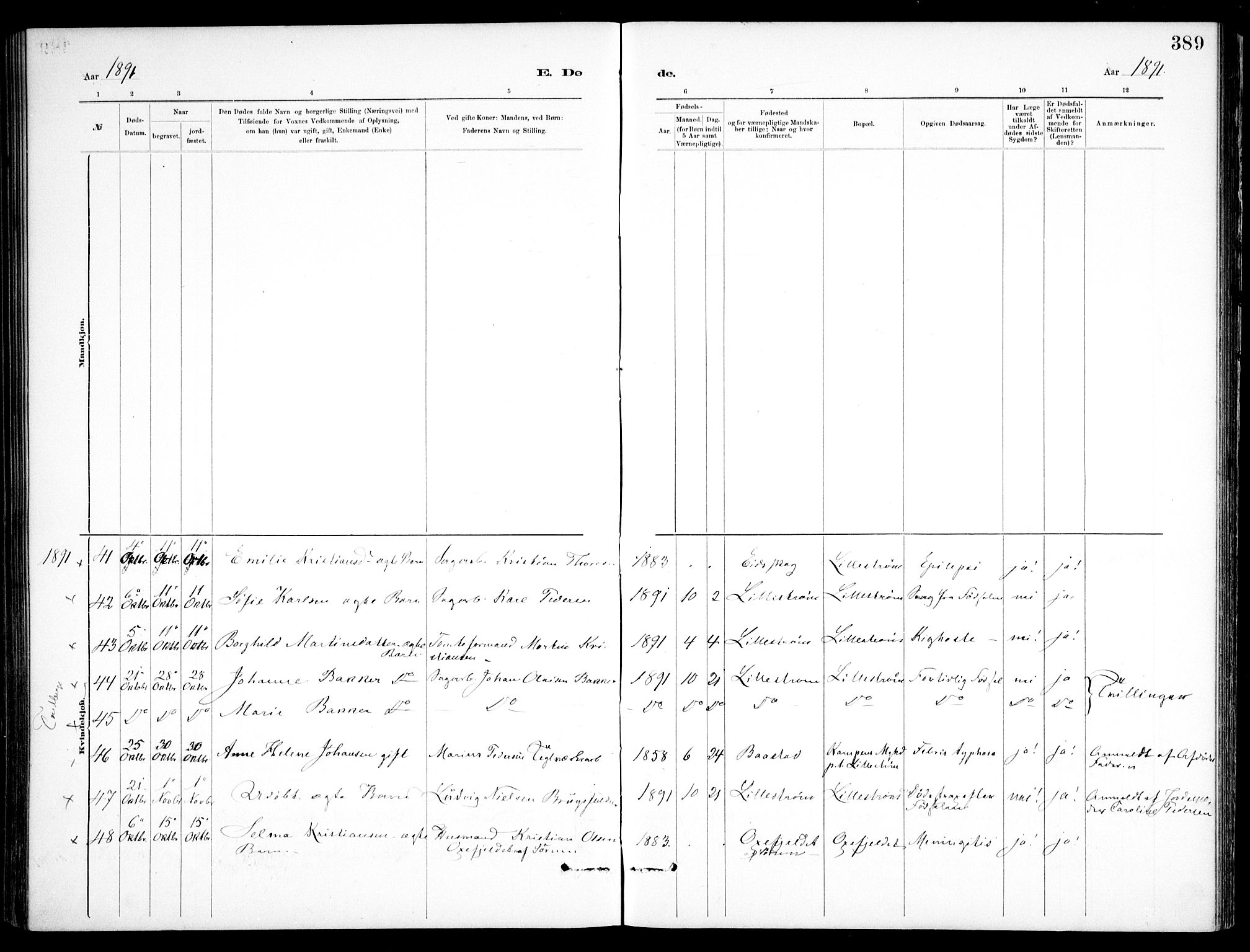 Skedsmo prestekontor Kirkebøker, SAO/A-10033a/F/Fa/L0013: Parish register (official) no. I 13, 1883-1891, p. 389