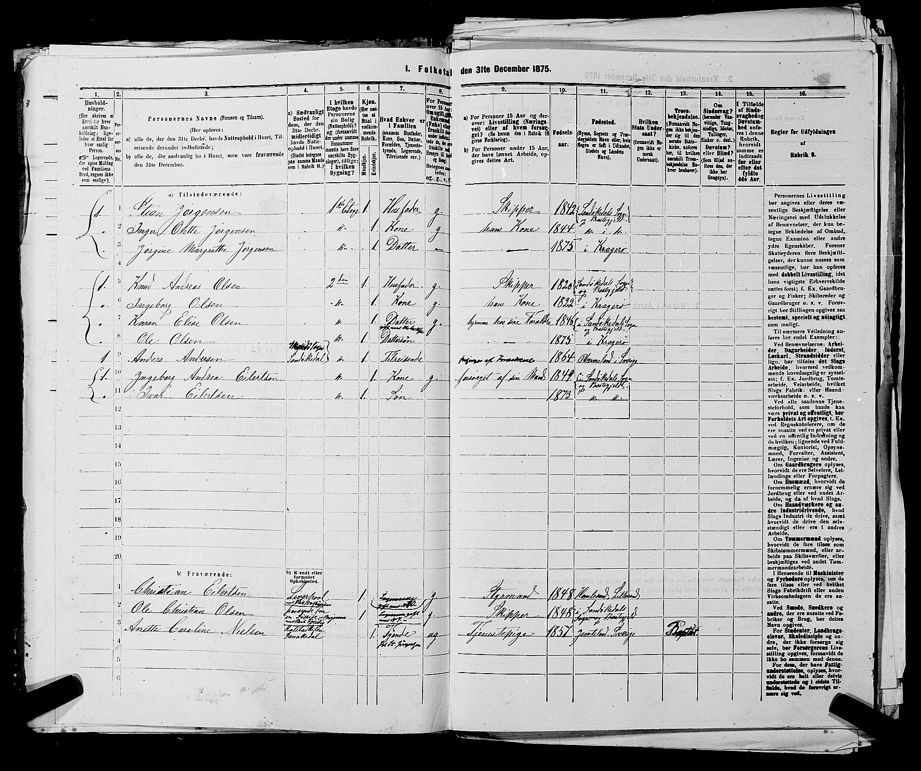 SAKO, 1875 census for 0801P Kragerø, 1875, p. 1148