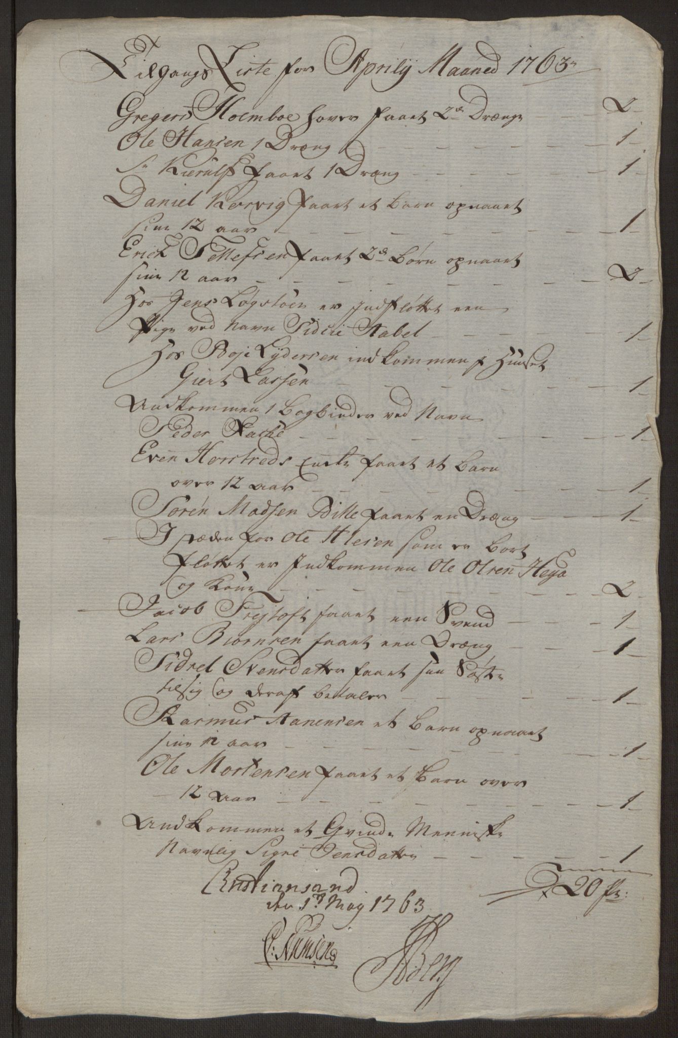 Rentekammeret inntil 1814, Reviderte regnskaper, Byregnskaper, AV/RA-EA-4066/R/Rm/L0265/0001: [M6] Kontribusjonsregnskap / Ekstraskatt, 1762-1764, p. 115