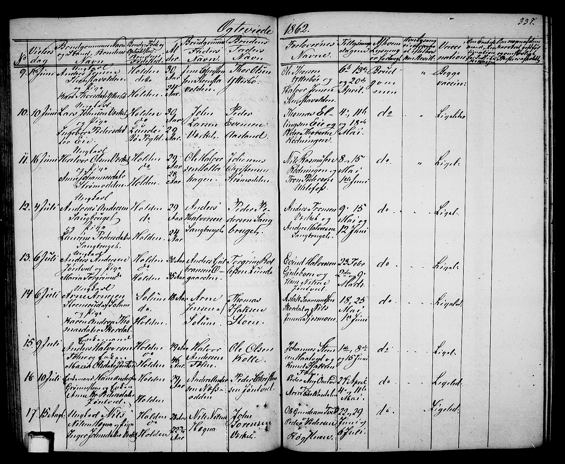 Holla kirkebøker, SAKO/A-272/G/Ga/L0003: Parish register (copy) no. I 3, 1849-1866, p. 337