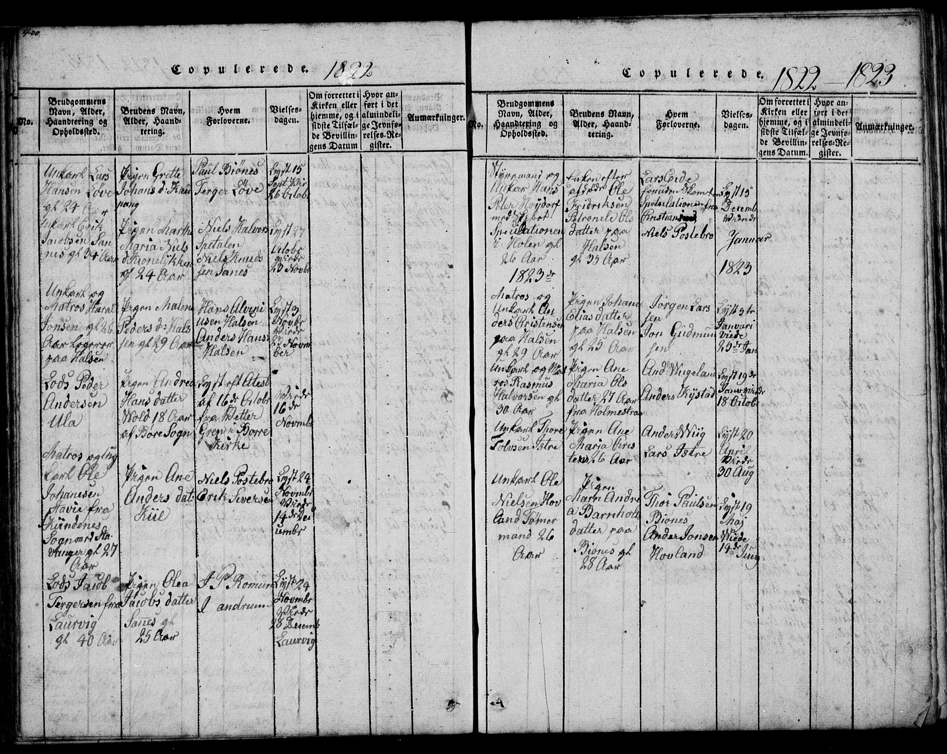 Tjølling kirkebøker, AV/SAKO-A-60/G/Ga/L0001: Parish register (copy) no. 1, 1814-1835, p. 400