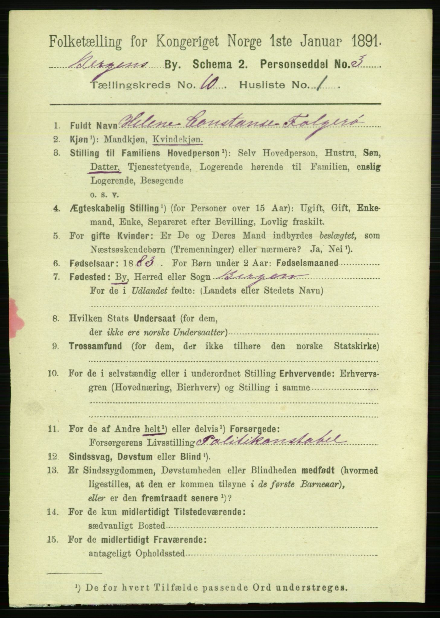 RA, 1891 Census for 1301 Bergen, 1891, p. 18821