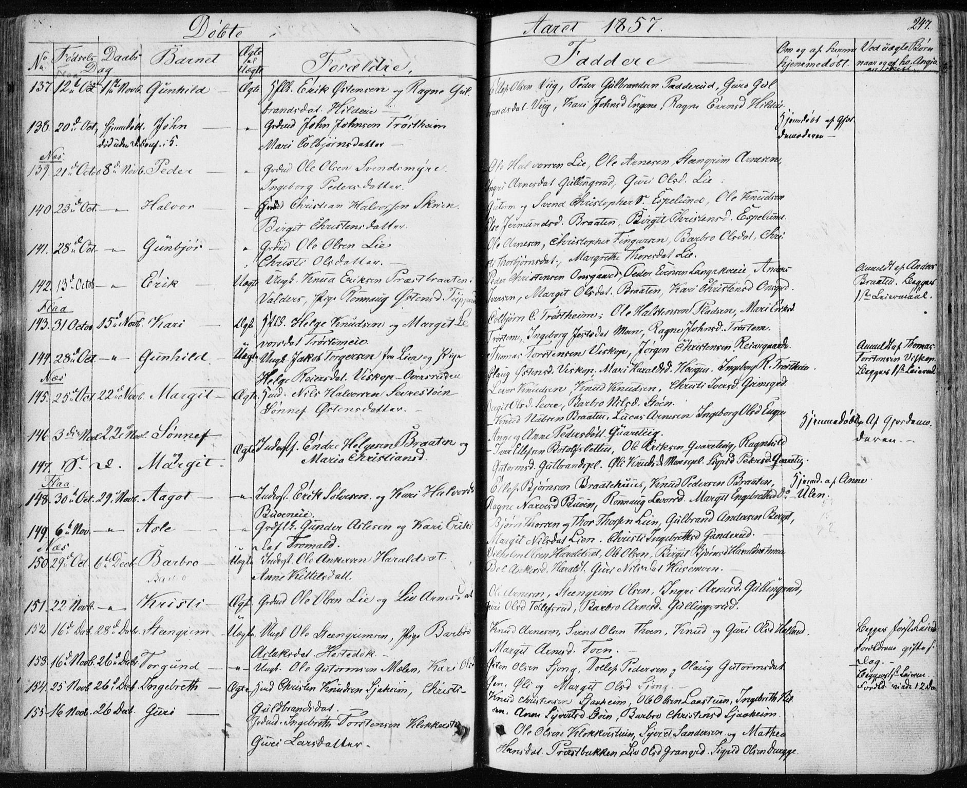Nes kirkebøker, SAKO/A-236/F/Fa/L0009: Parish register (official) no. 9, 1834-1863, p. 247