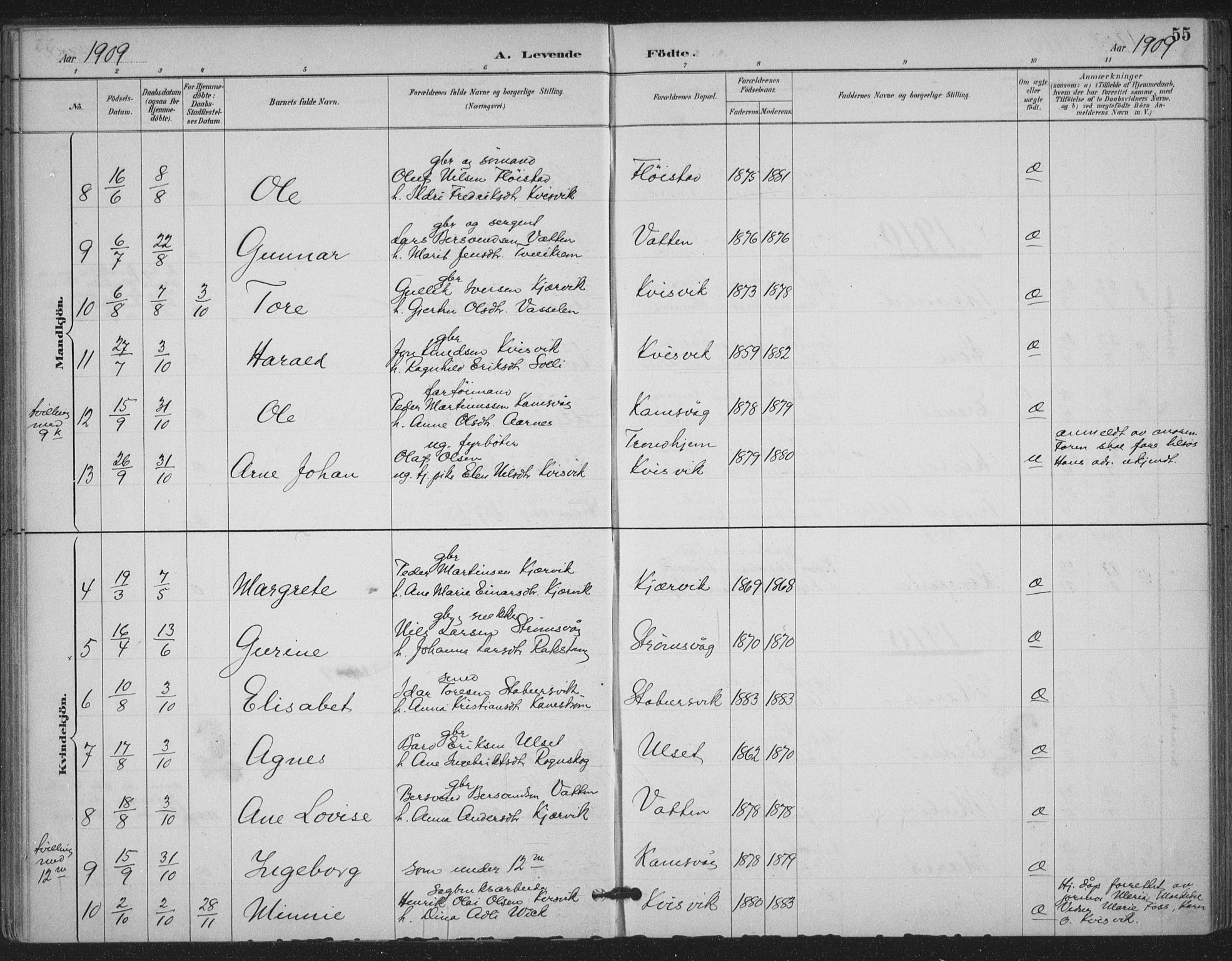 Ministerialprotokoller, klokkerbøker og fødselsregistre - Møre og Romsdal, AV/SAT-A-1454/587/L1000: Parish register (official) no. 587A02, 1887-1910, p. 55