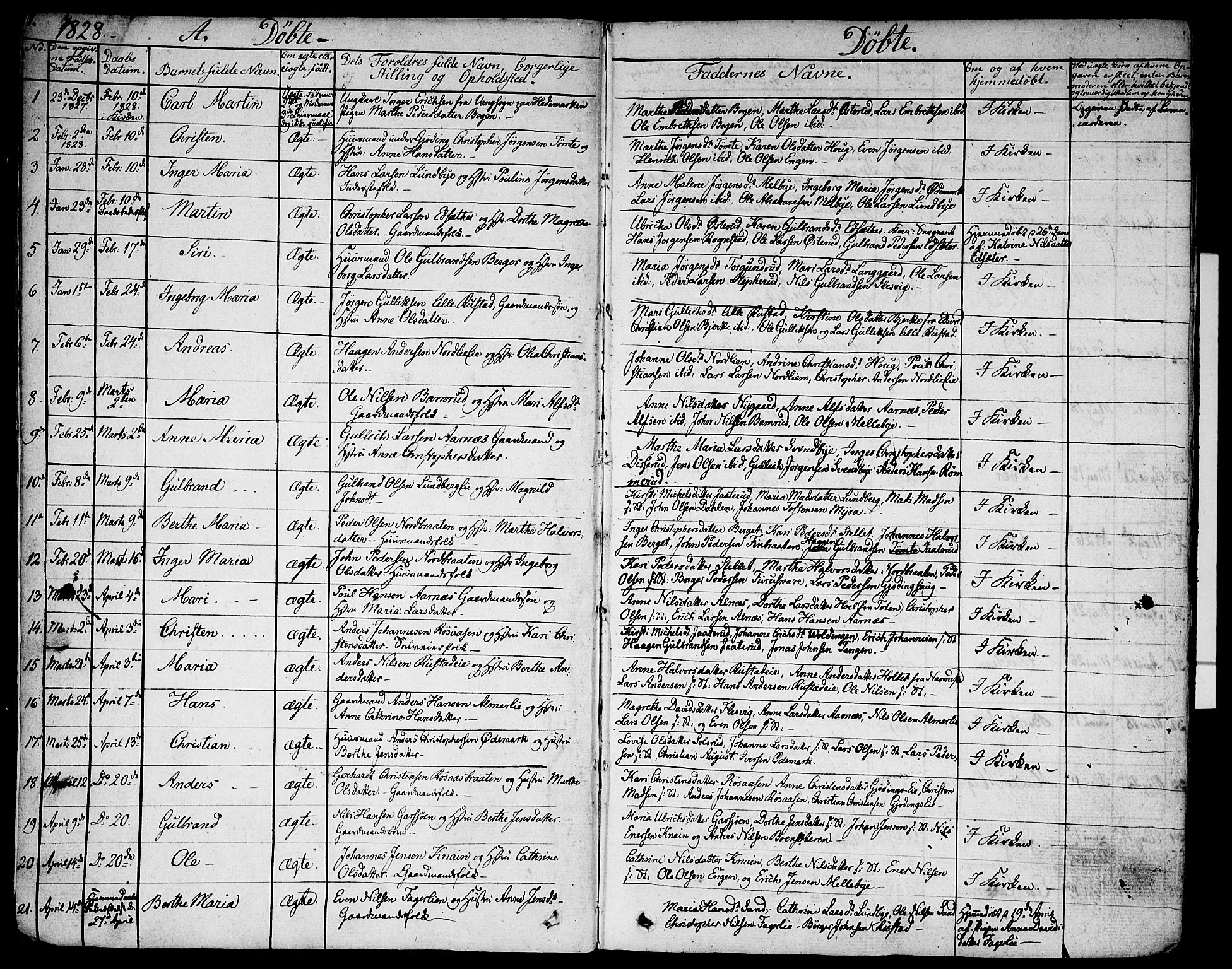 Hurdal prestekontor Kirkebøker, SAO/A-10889/F/Fa/L0004: Parish register (official) no. I 4, 1828-1845, p. 1
