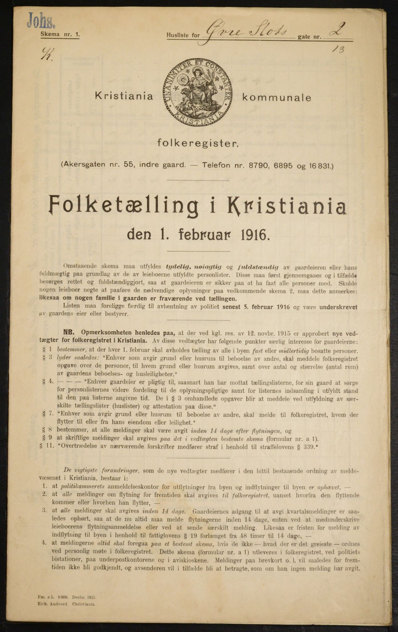 OBA, Municipal Census 1916 for Kristiania, 1916, p. 133602