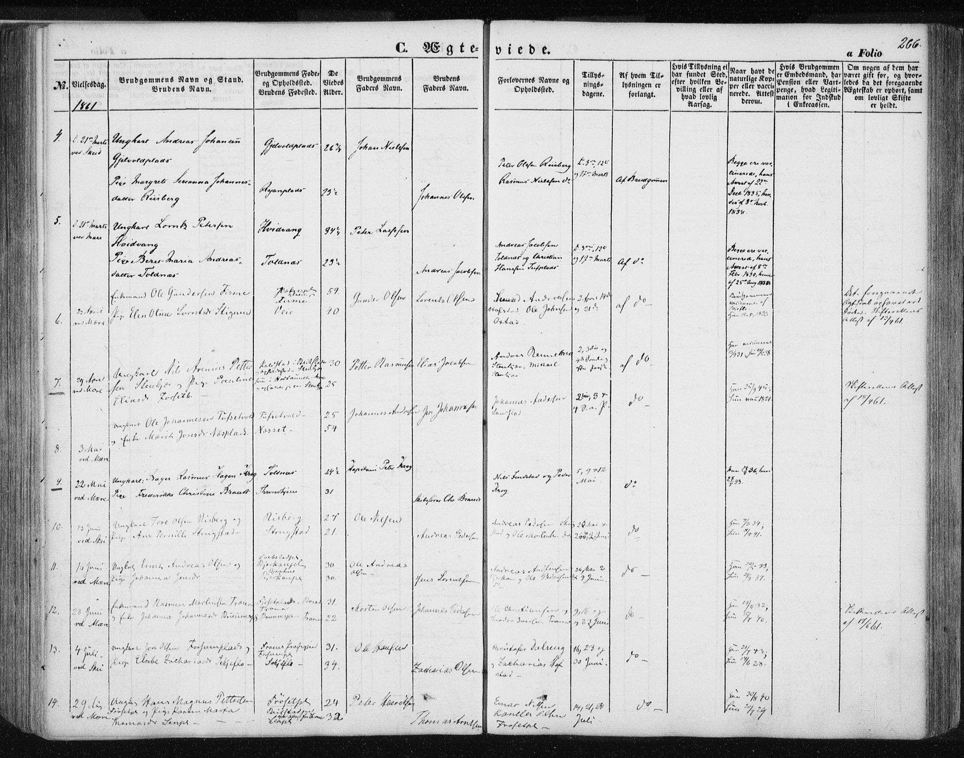 Ministerialprotokoller, klokkerbøker og fødselsregistre - Nord-Trøndelag, SAT/A-1458/735/L0342: Parish register (official) no. 735A07 /1, 1849-1862, p. 266