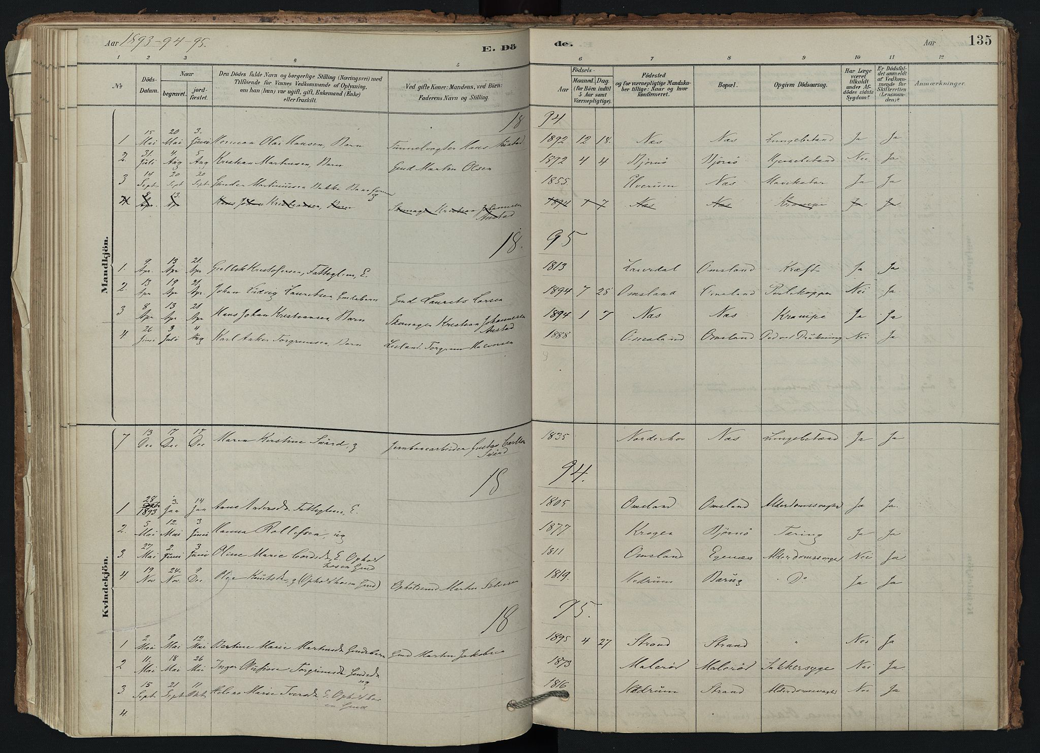 Brunlanes kirkebøker, AV/SAKO-A-342/F/Fd/L0001: Parish register (official) no. IV 1, 1878-1917, p. 135