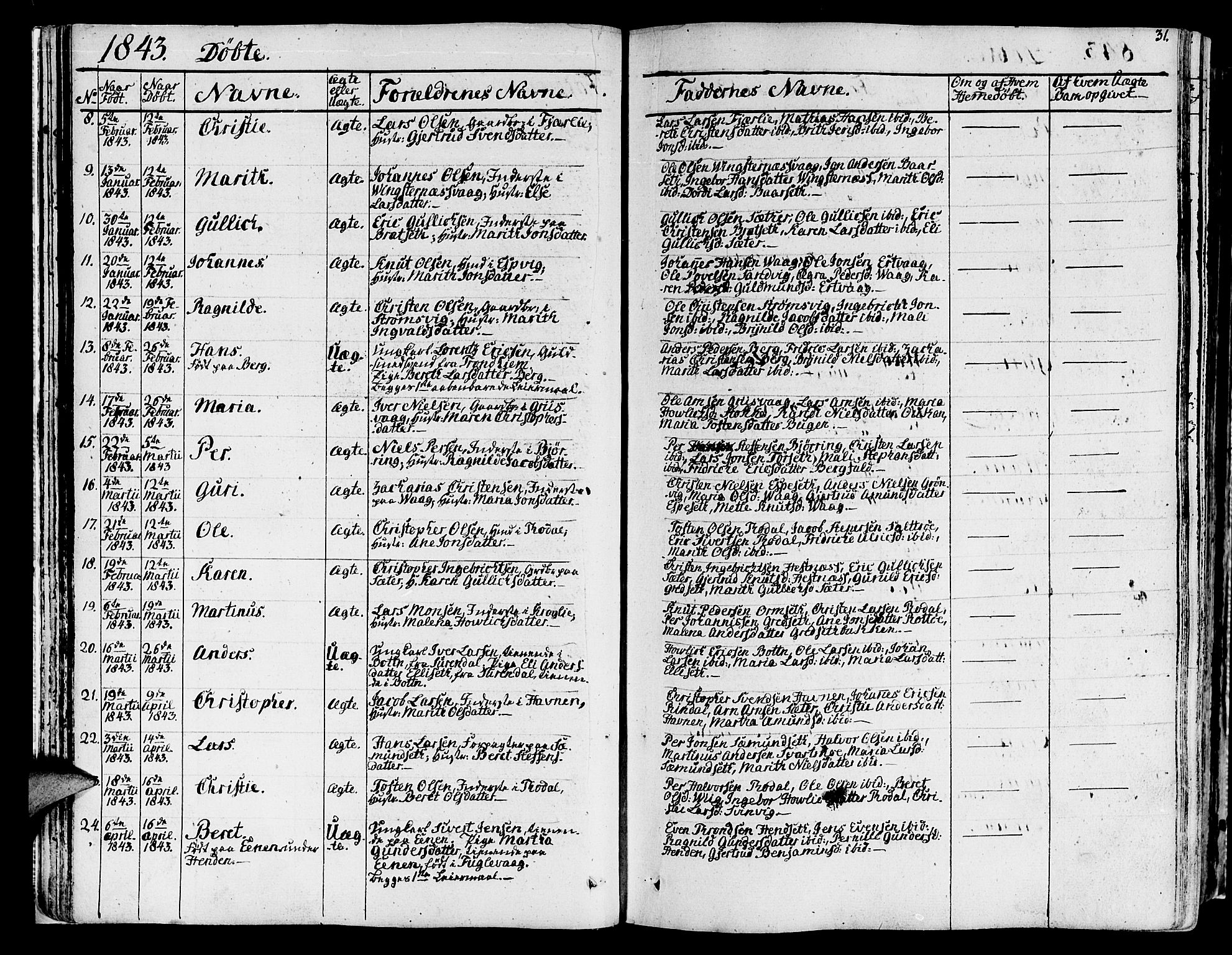 Ministerialprotokoller, klokkerbøker og fødselsregistre - Møre og Romsdal, AV/SAT-A-1454/578/L0904: Parish register (official) no. 578A03, 1836-1858, p. 31