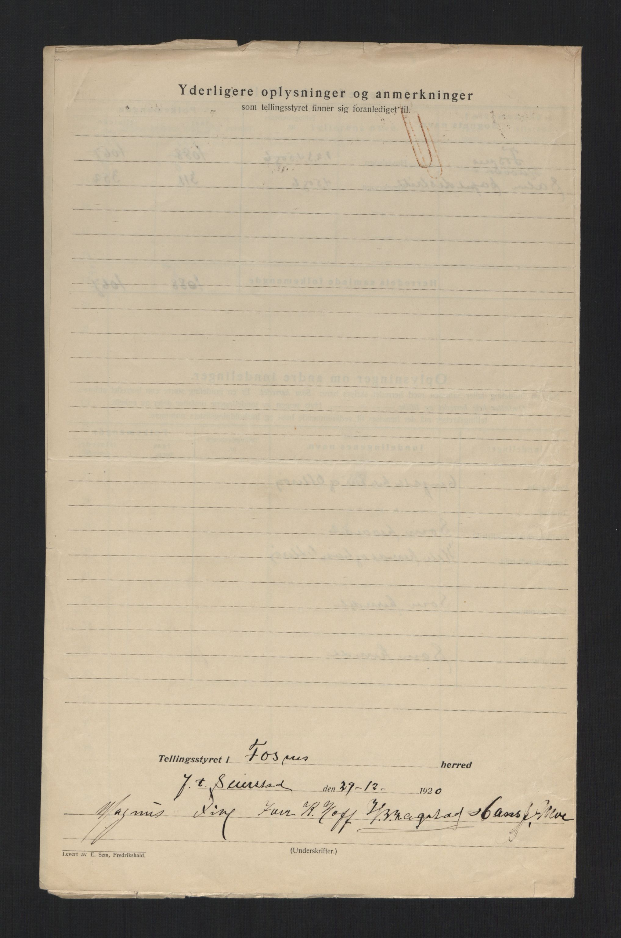 SAT, 1920 census for Fosnes, 1920, p. 6