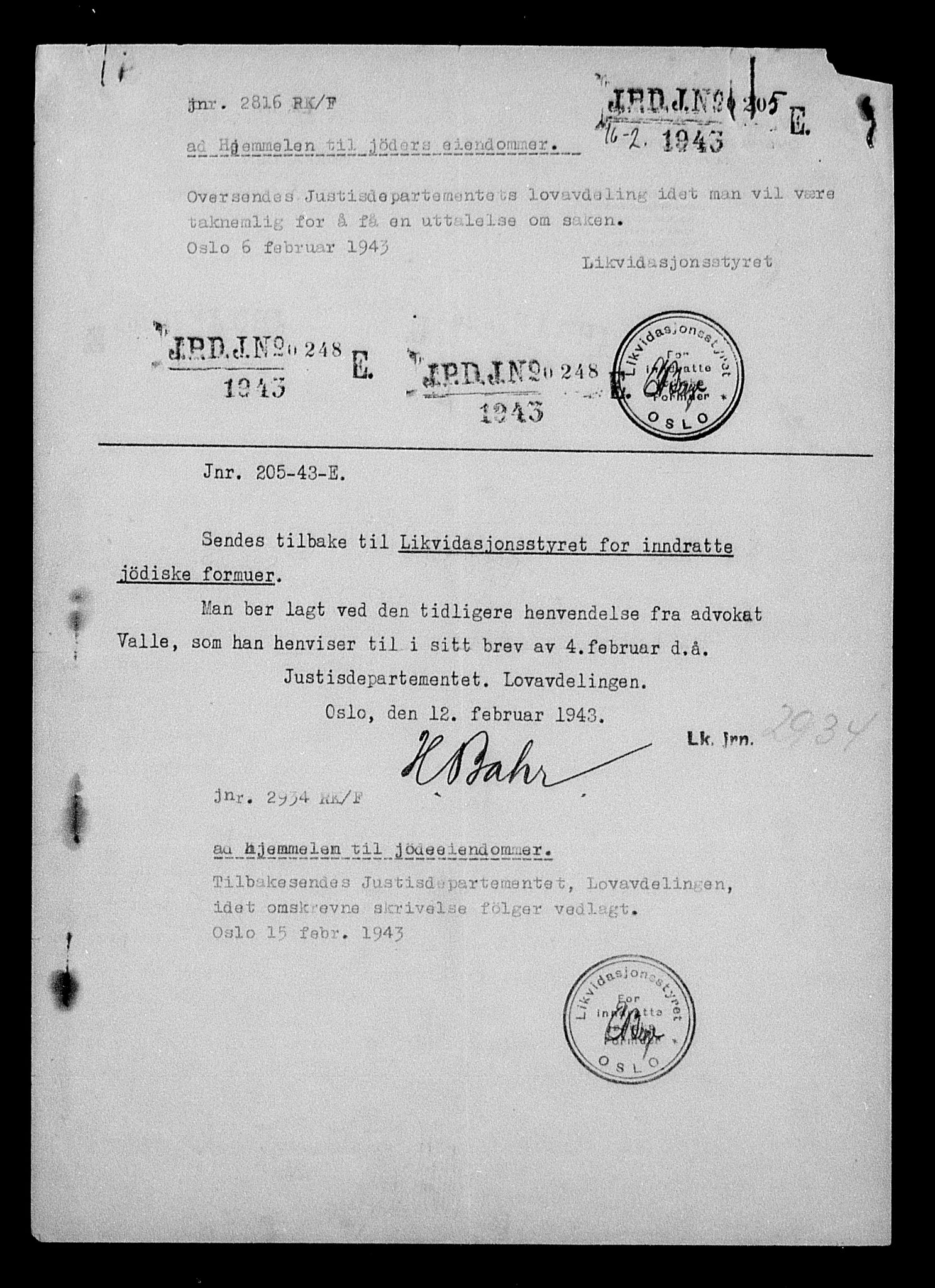 Justisdepartementet, Tilbakeføringskontoret for inndratte formuer, AV/RA-S-1564/H/Hc/Hcc/L0949: --, 1945-1947, p. 671