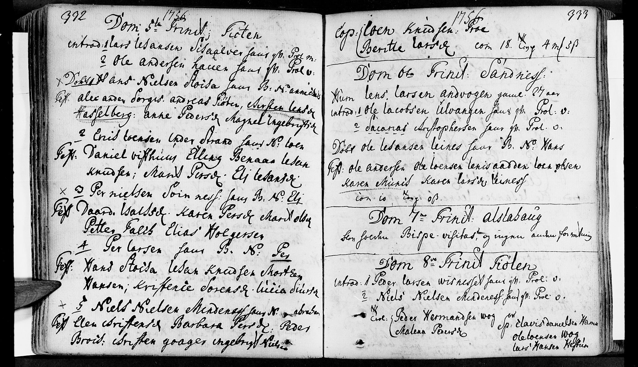 Ministerialprotokoller, klokkerbøker og fødselsregistre - Nordland, SAT/A-1459/830/L0434: Parish register (official) no. 830A03, 1737-1767, p. 332-333