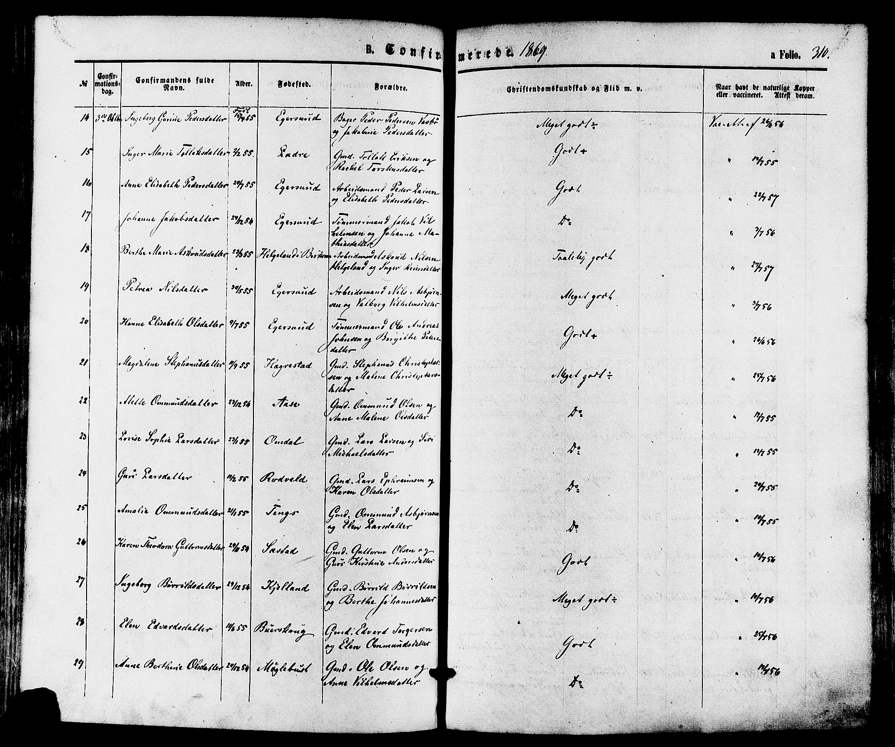 Eigersund sokneprestkontor, AV/SAST-A-101807/S08/L0014: Parish register (official) no. A 13, 1866-1878, p. 310