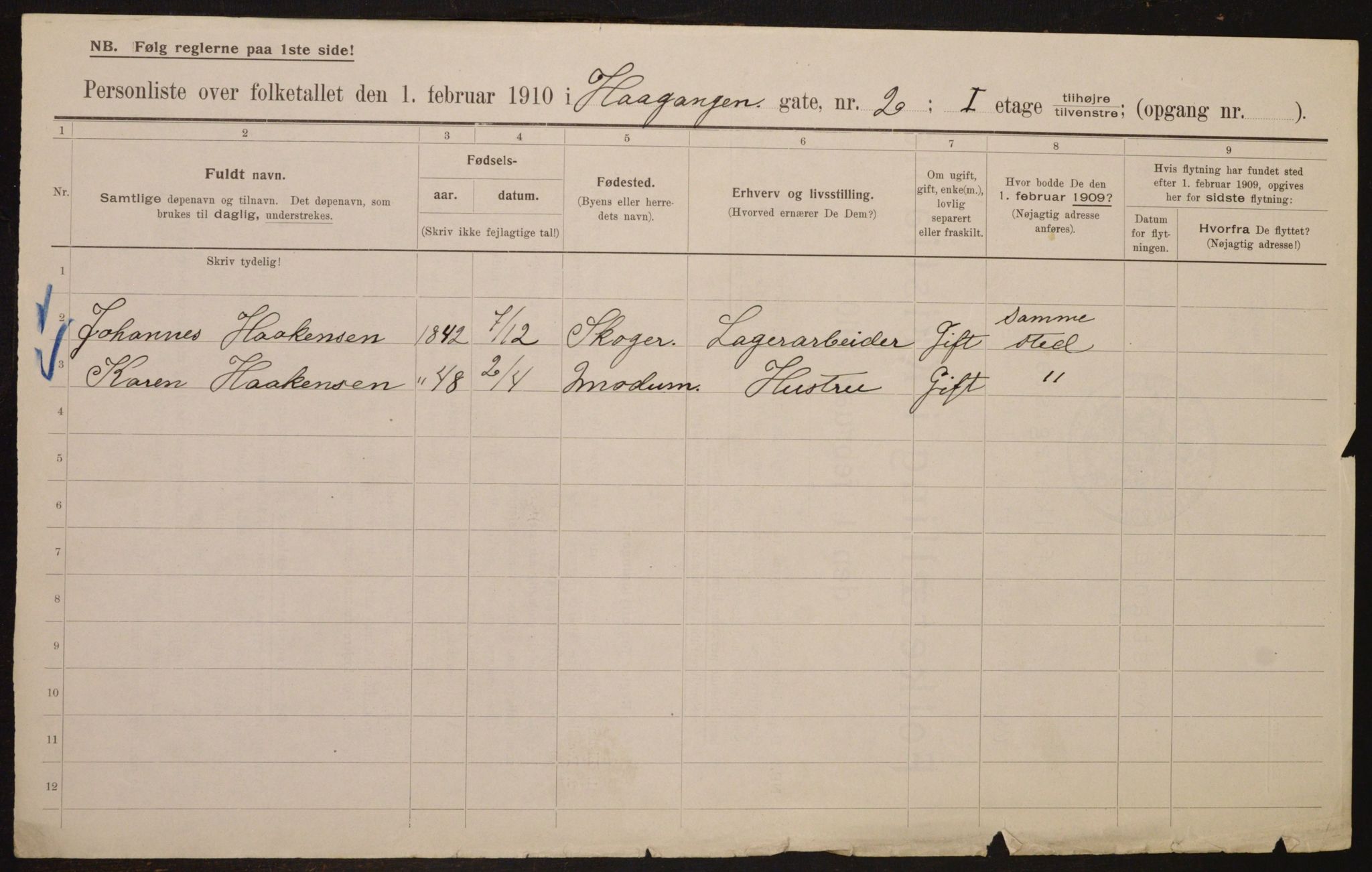 OBA, Municipal Census 1910 for Kristiania, 1910, p. 41815