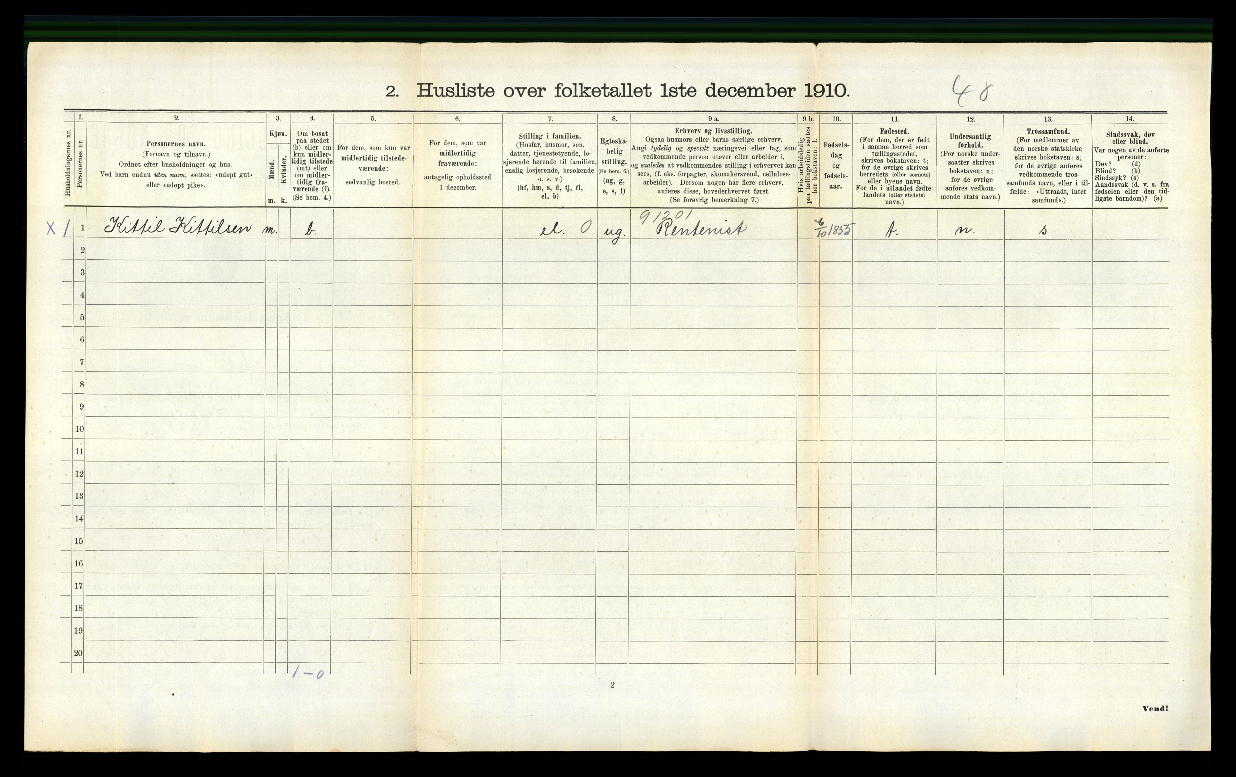 RA, 1910 census for Herefoss, 1910, p. 32